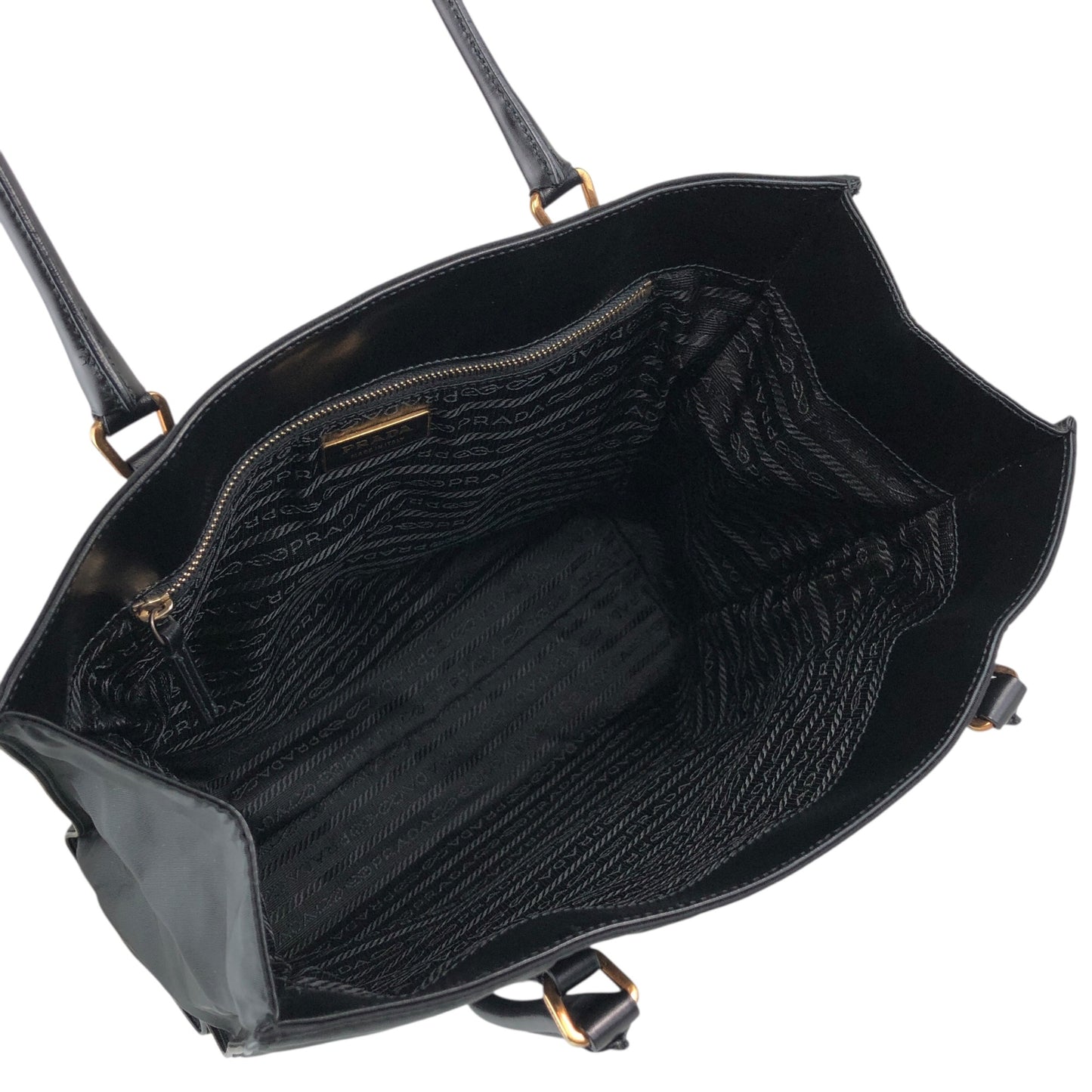 PRADA Tessuto Triangle Logo Totebag Black Vintage hp25fh