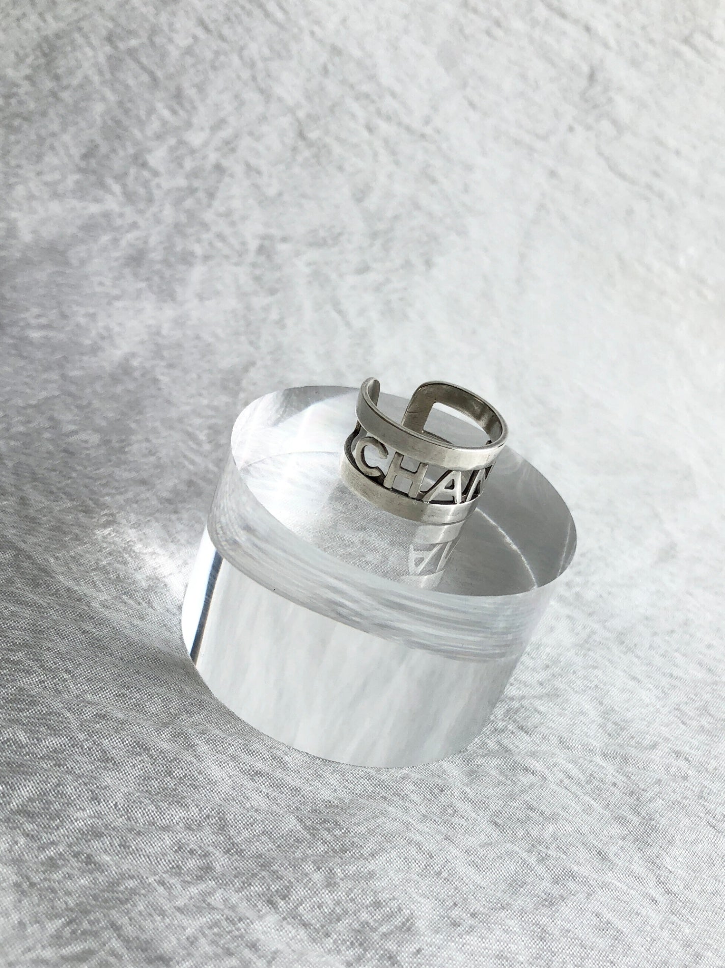 CHANEL Logo Ring Silver Vintage ckrub7