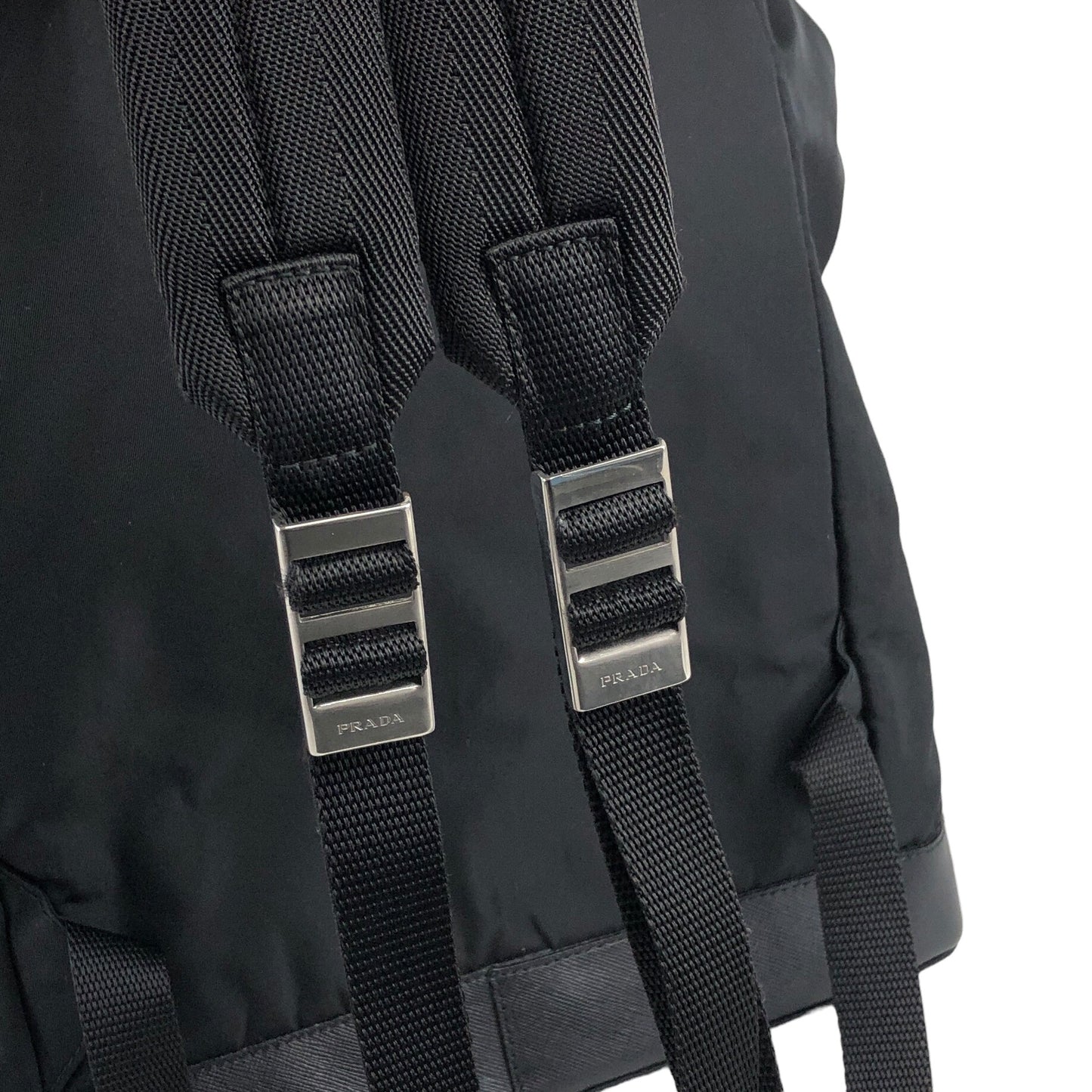 PRADA Triangle Logo Double Pocket Backpack Black Vintage avewmk