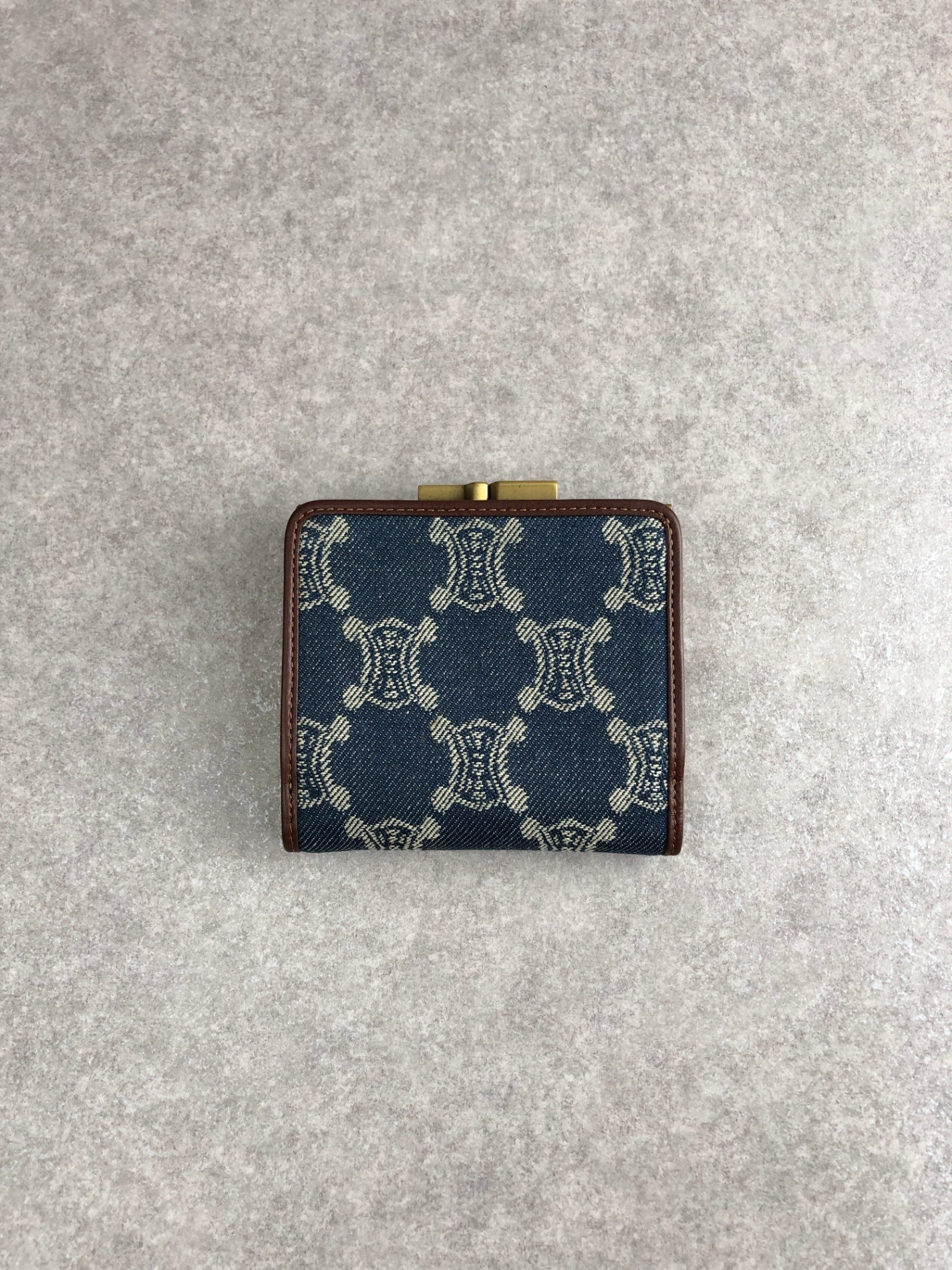 CELINE Paris Macadam Logo Trifold Wallet Indigo Vintage ddcaau