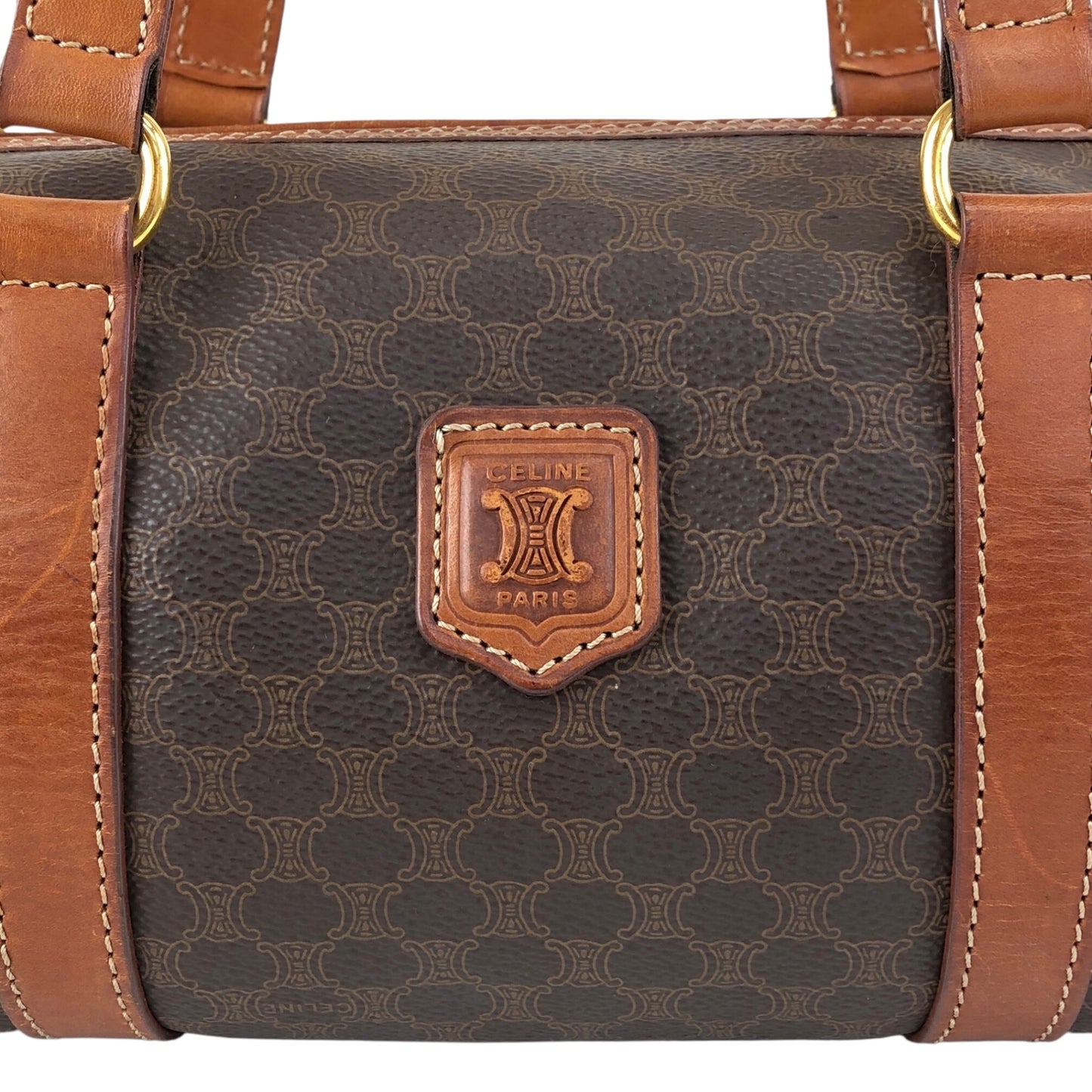 CELINE Macadam Blason Handbag Brown Vintage yfx88s