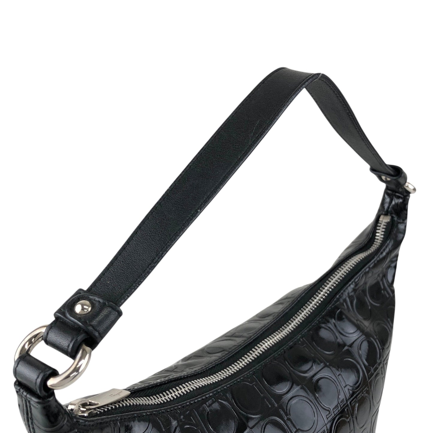 Salvatore Ferragamo Gancini Handbag Black Vintage 46khvf