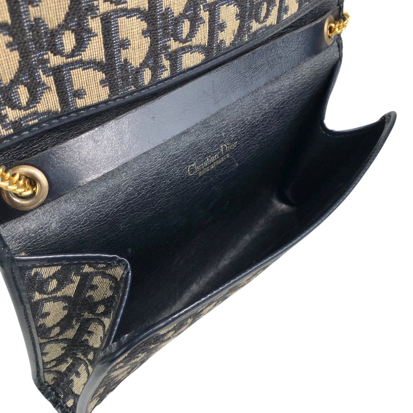 Christian Dior Trotter Chain Shoulder bag Navy Vintage rphic5