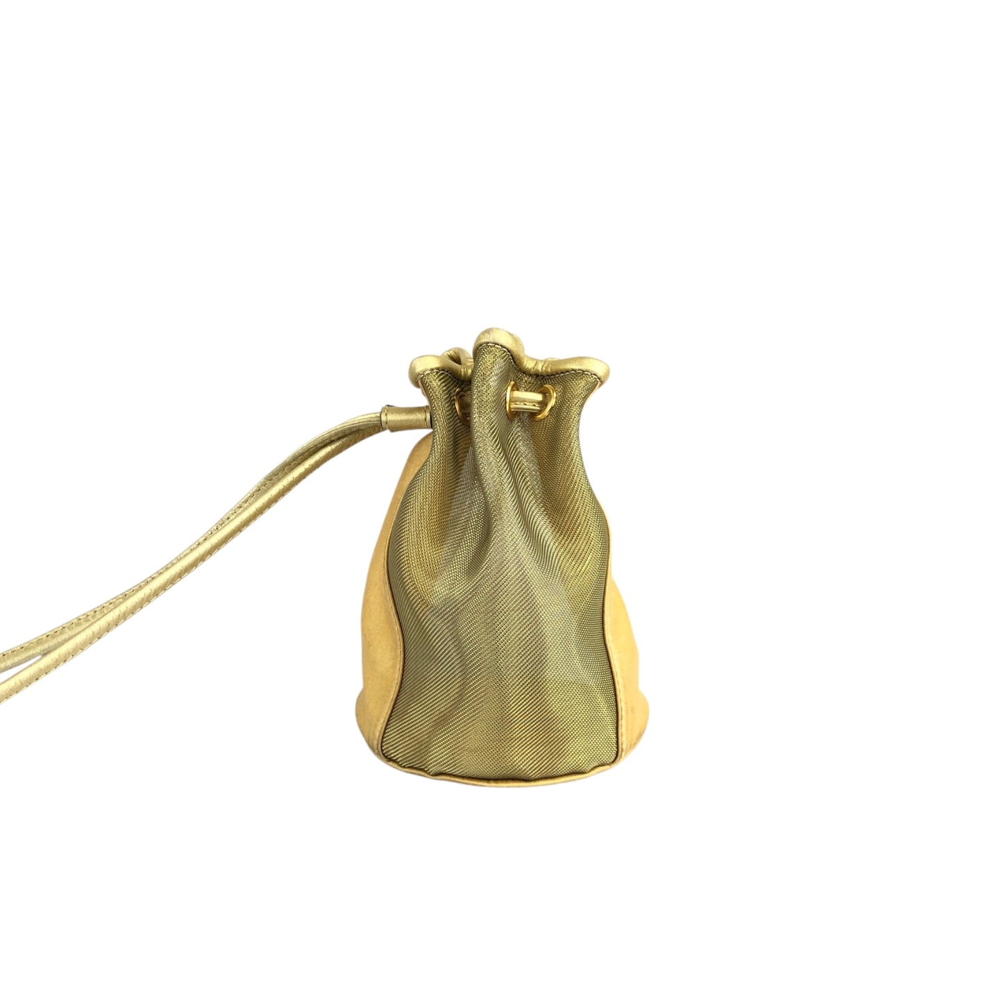 CELINE Circle Logo Drawstring Small Shoulder bag Beige Vintage s6bm4s