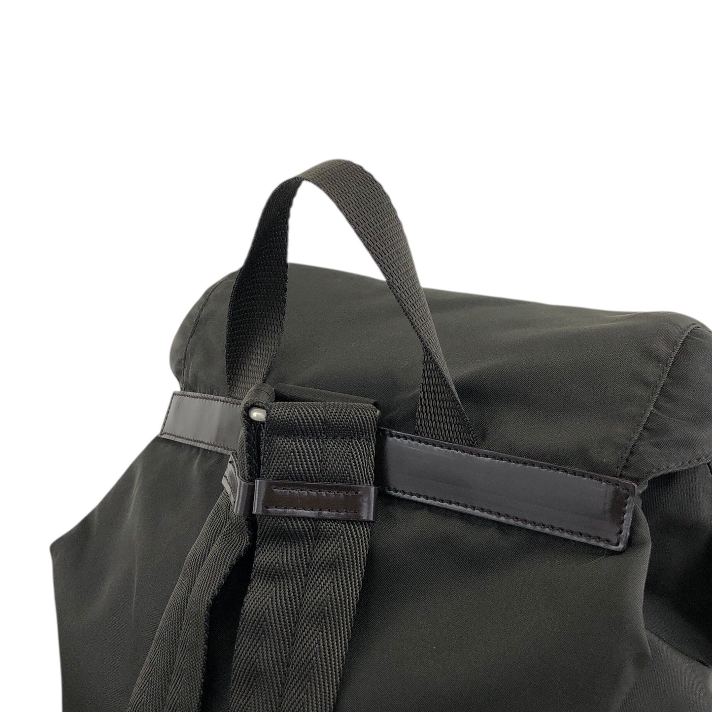 PRADA Tessuto Triangle Logo Double Pocket Backpack Khaki Vintage kyhxt3