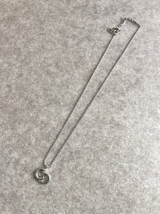 Christian Dior Logo Necklace Silver Vintage 5ssase