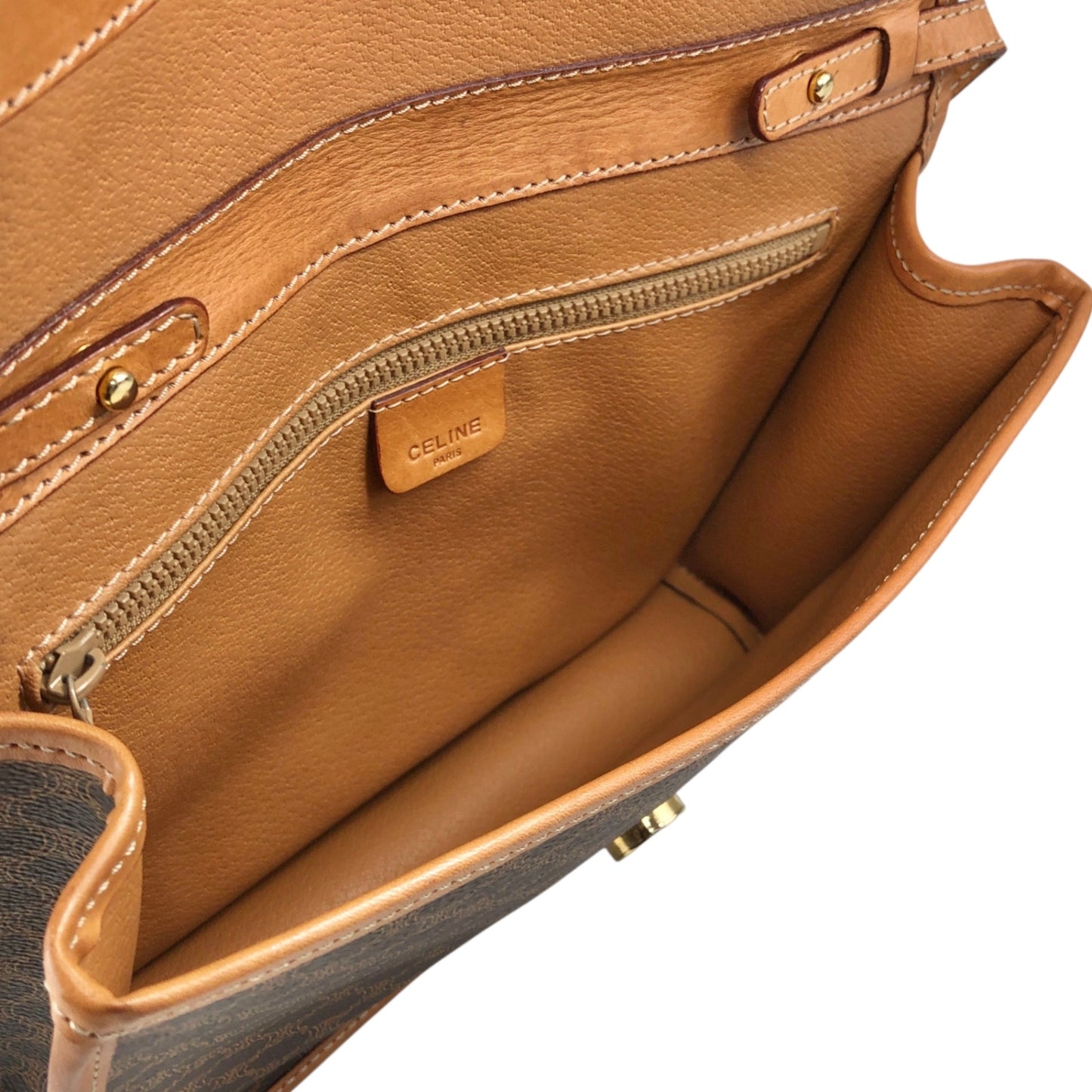 CELINE Macadam Blason Shoulder bag Brown Vintage tfmjuy