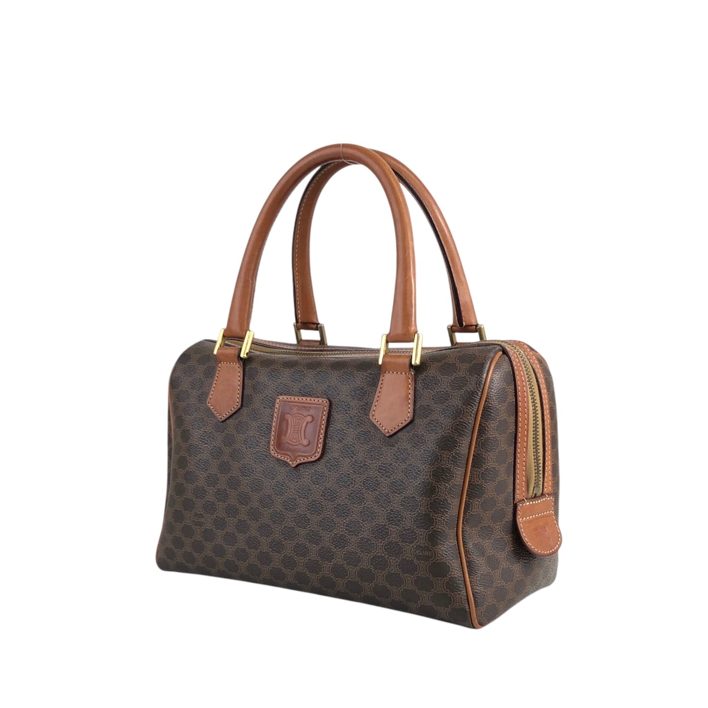 CELINE Macadam Blason Handbag Boston bag Brown Vintage xrgcpj