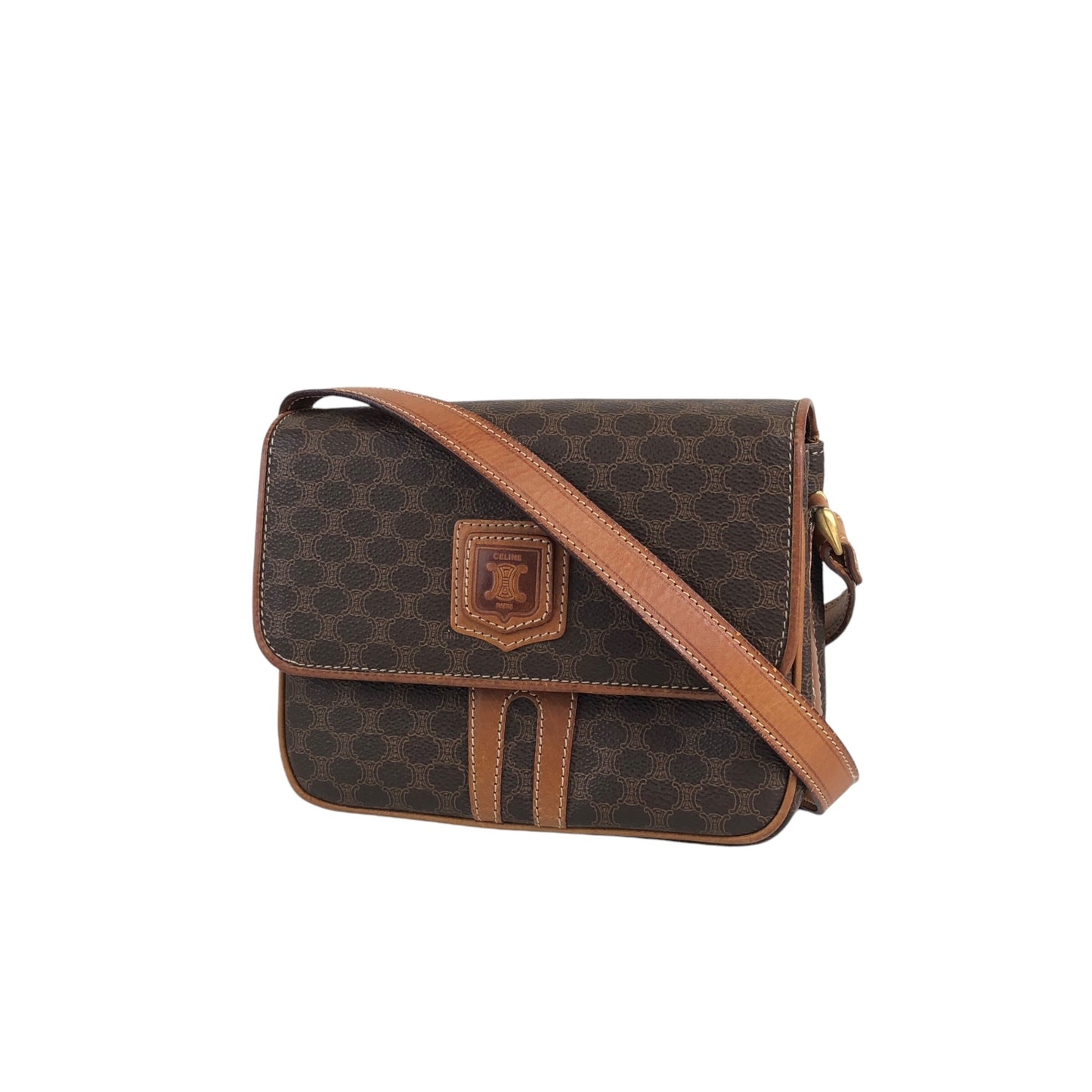 CELINE Macadam Blason Shoulder bag Brown Vintage et4dj5