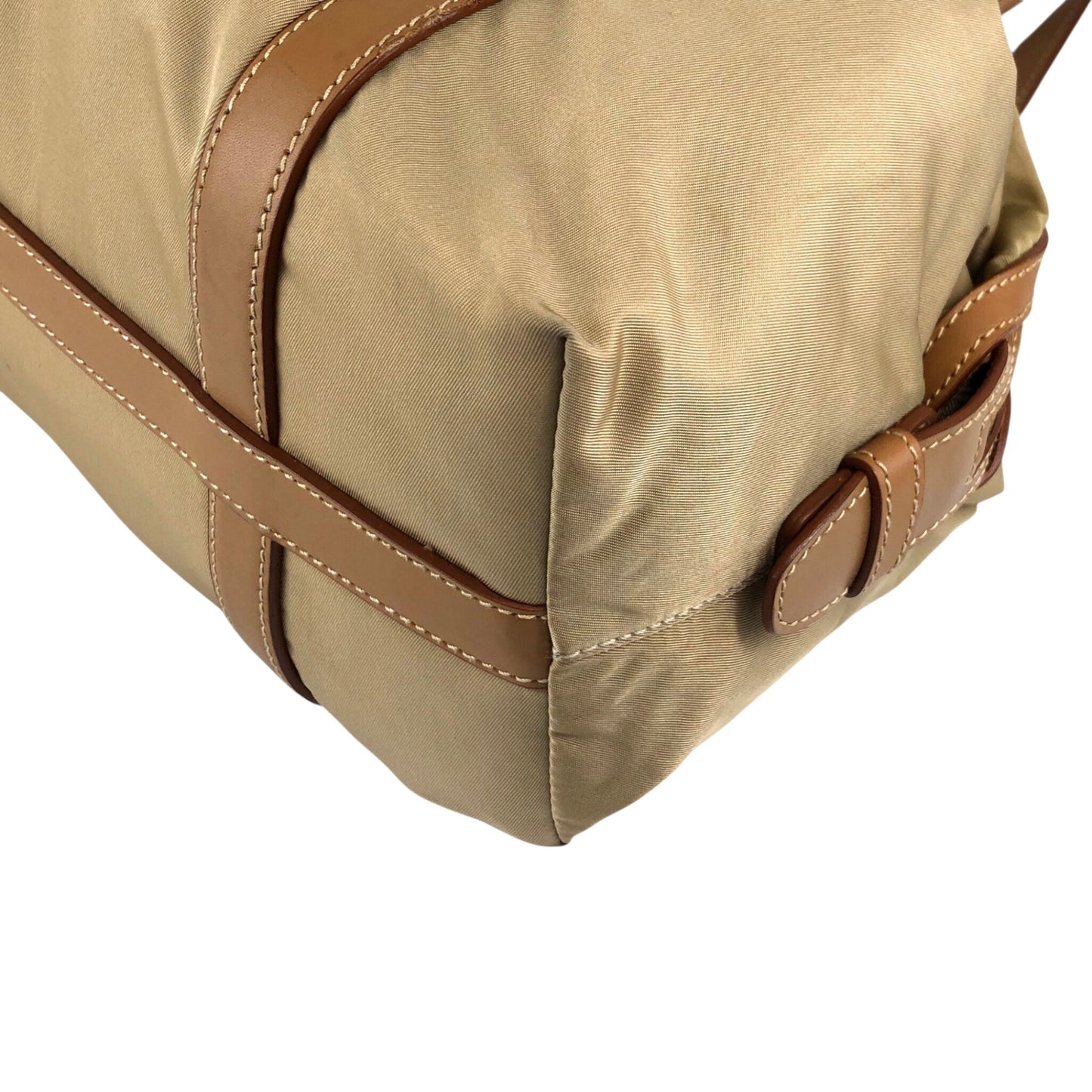 PRADA Tessuto Triangle Logo Small Boston bag Handbag Beige Vintage ib6juf