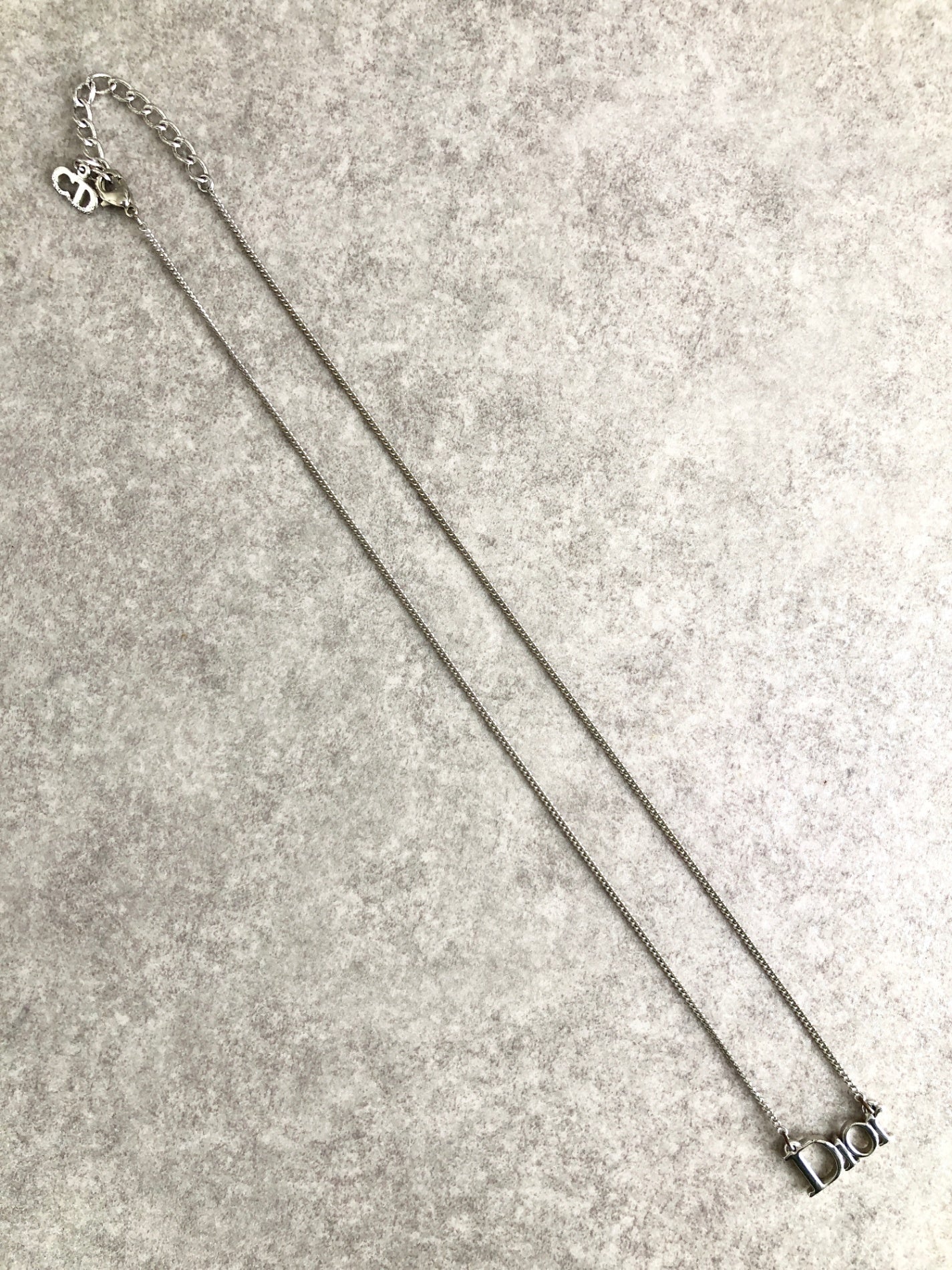 Christian Dior Logo Necklace Silver Vintage ymmgg4