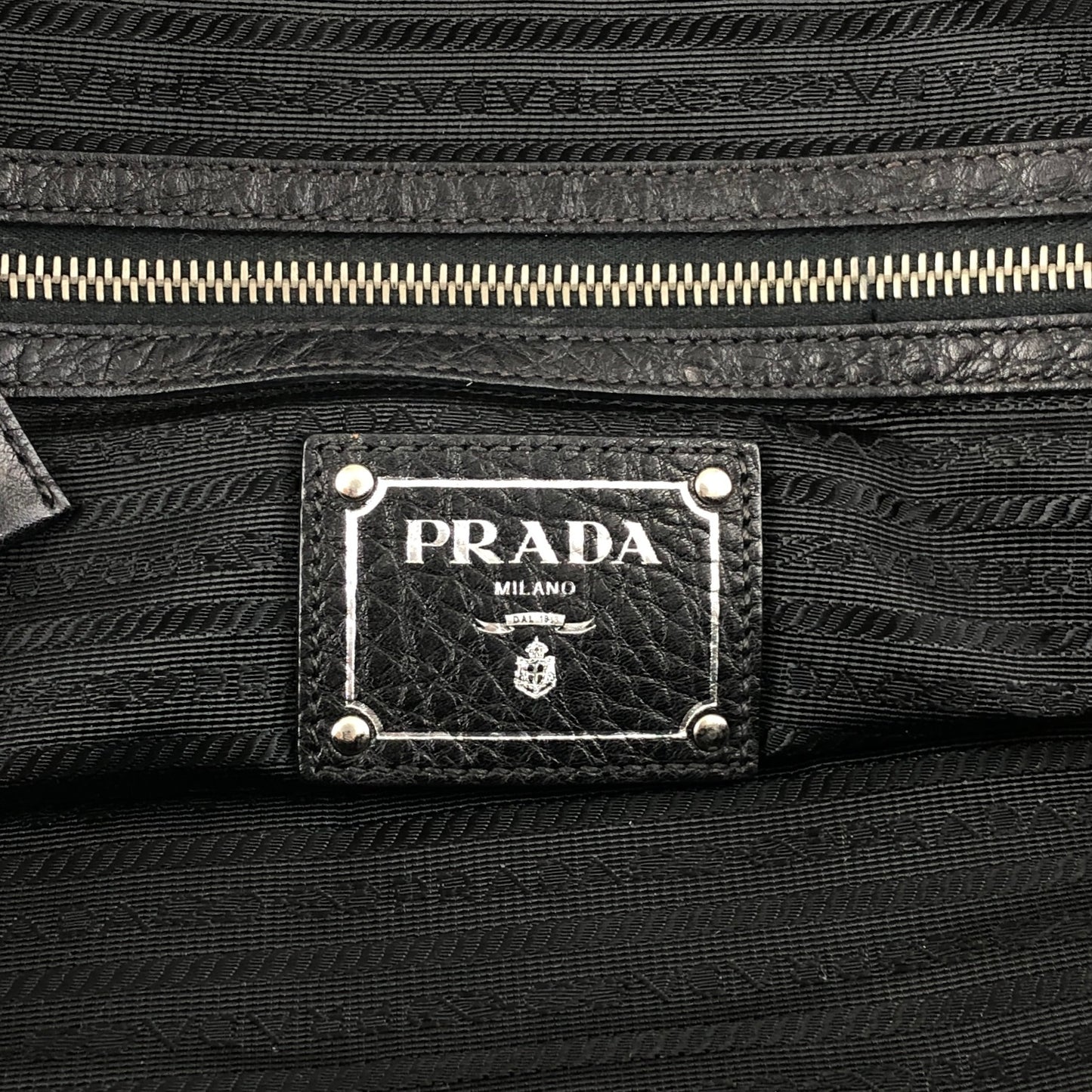 PRADA Logo Embossed Small Boston bag Handbag Black Vintage maefbu