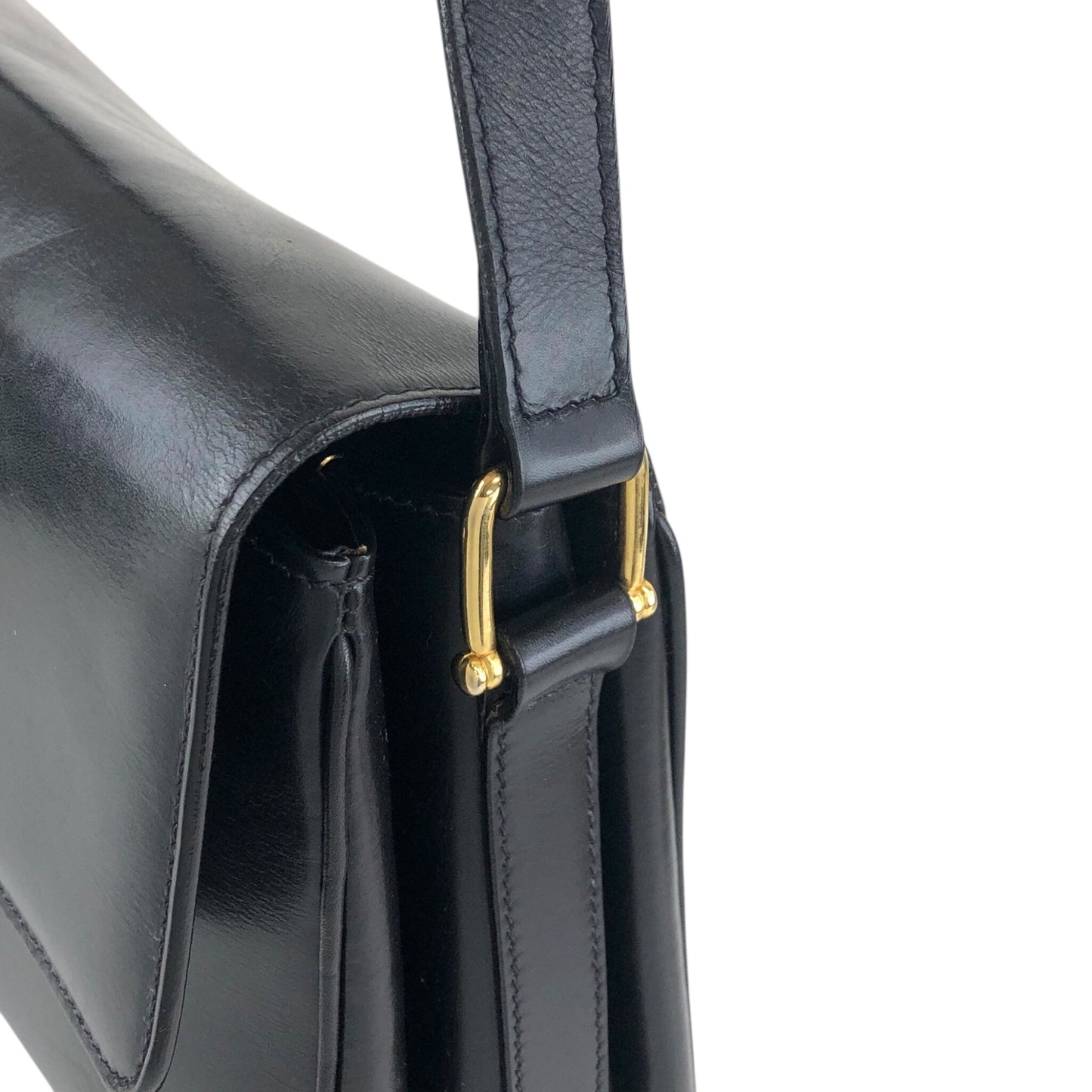 CELINE Horse Bit Crossbody Shoulder bag Black Vintage pv63af