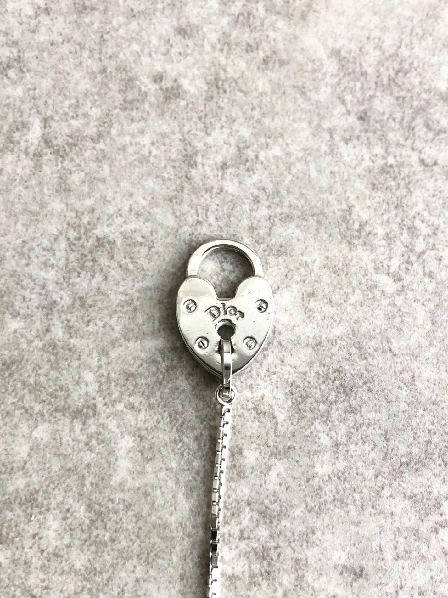 Christian Dior 心型圖案項鍊 銀色 復古 cmpjwe