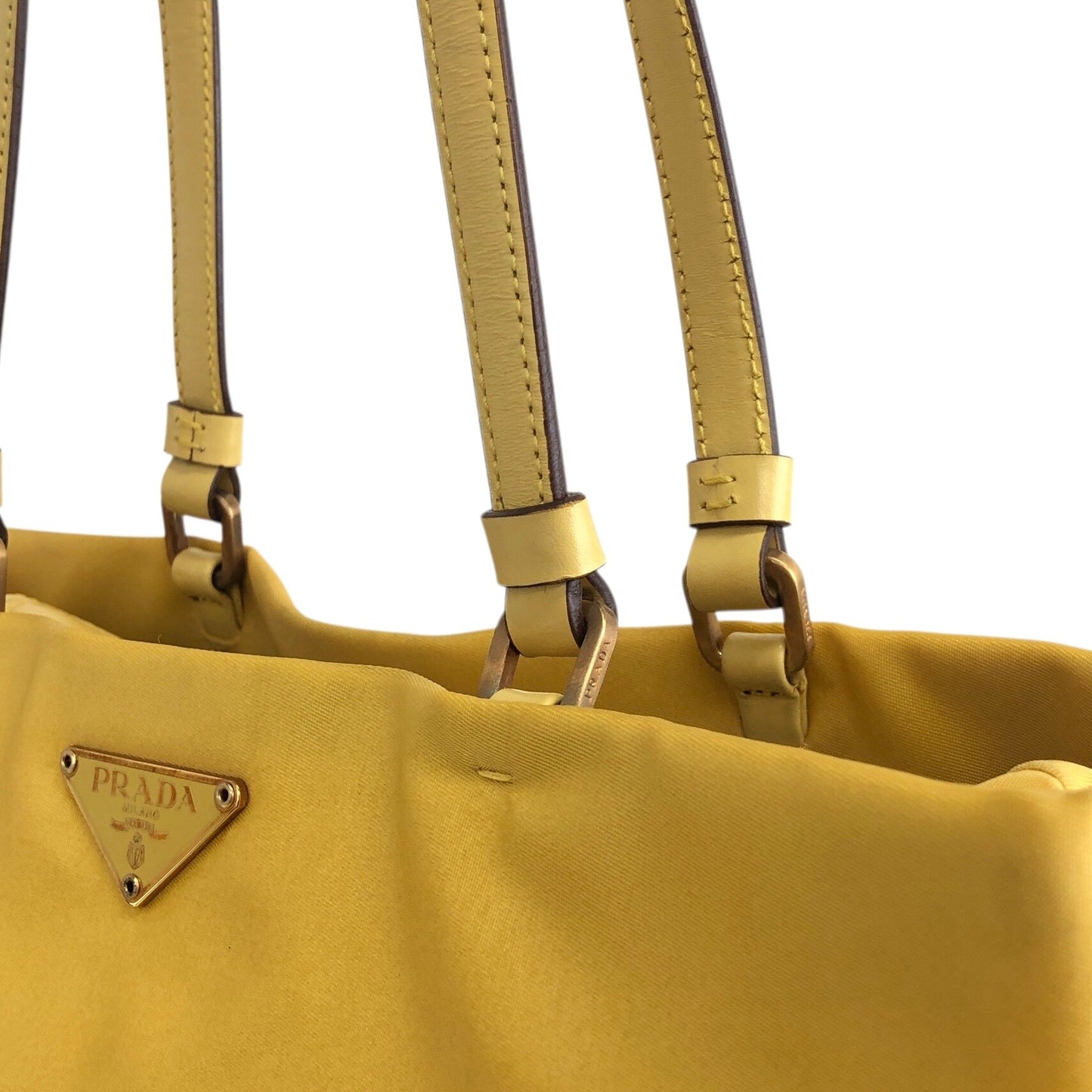 PRADA Triangle Logo Totebag Yellow Vintage gp2htj