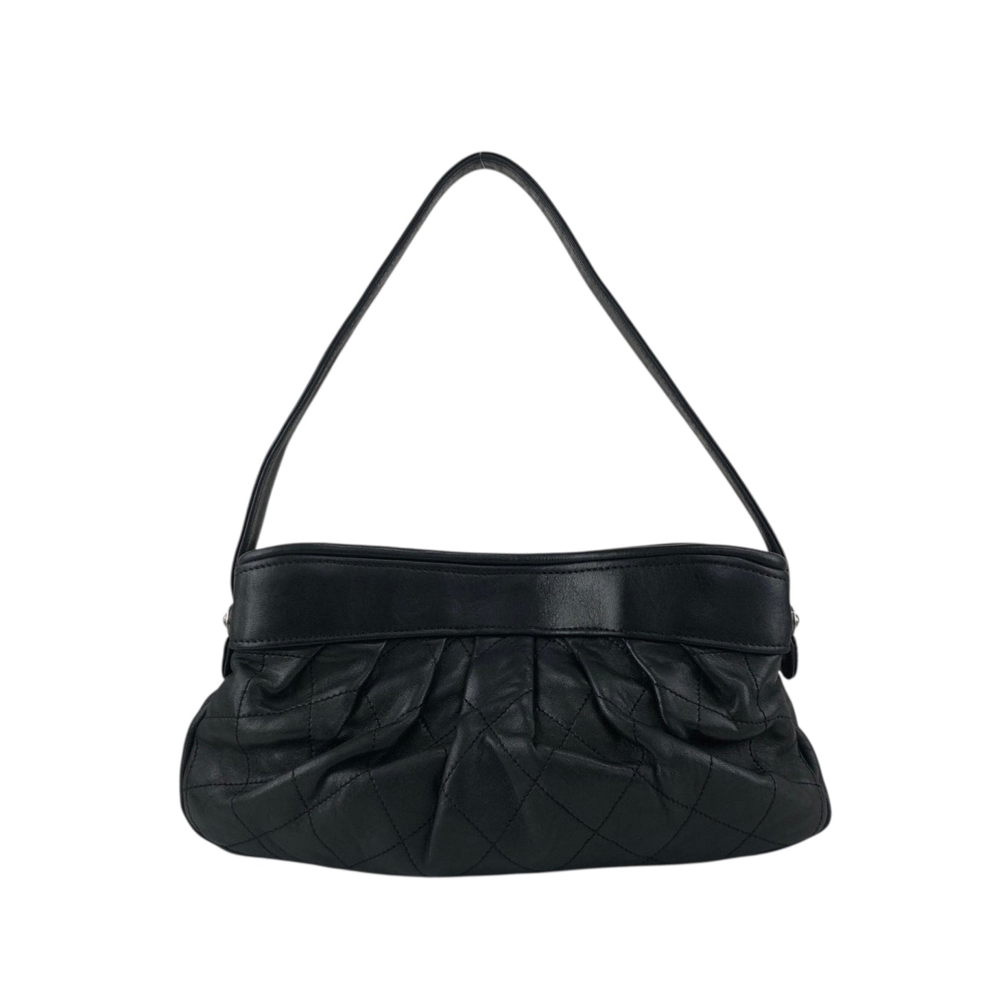 CHANEL Matelasse Logo Shoulder bag Black Vintage mwt523