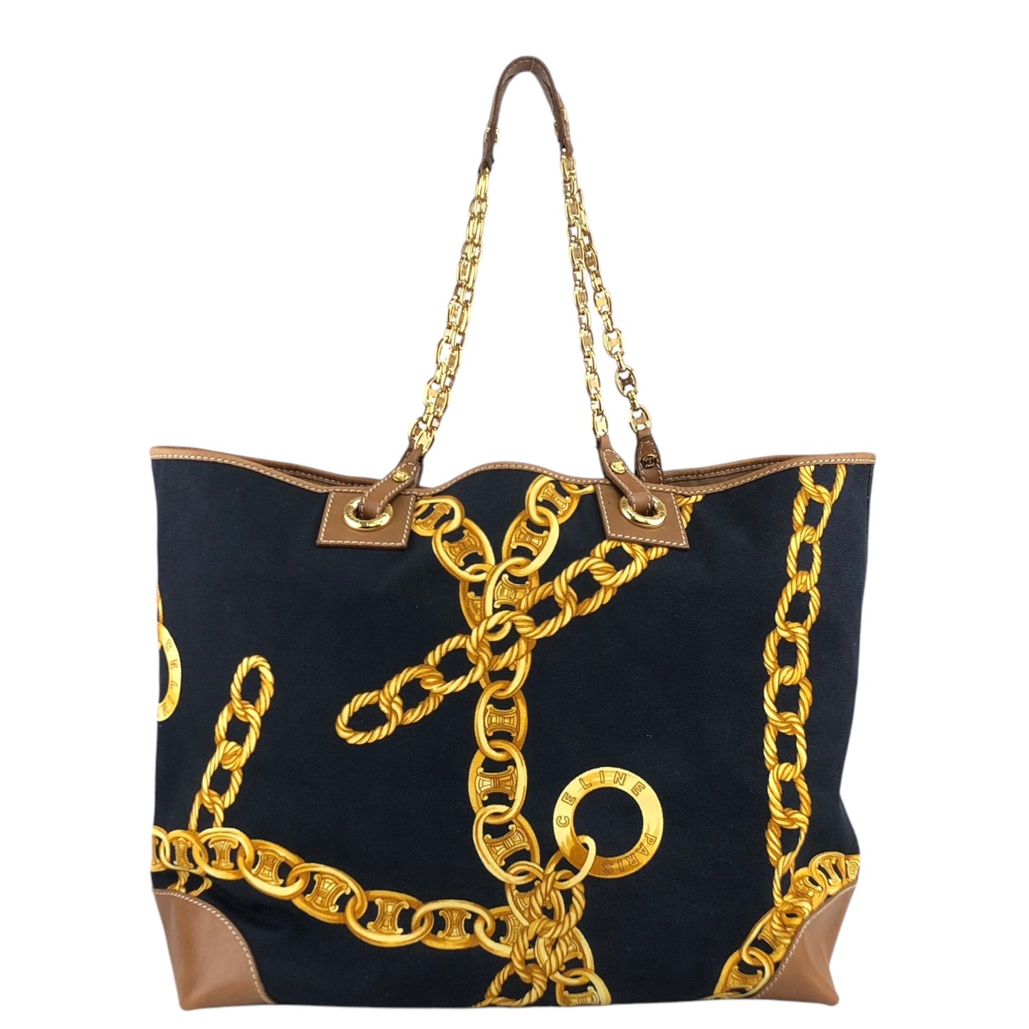 CELINE Blason Chain Shoulder bag Totebag Black Vintage vskgie