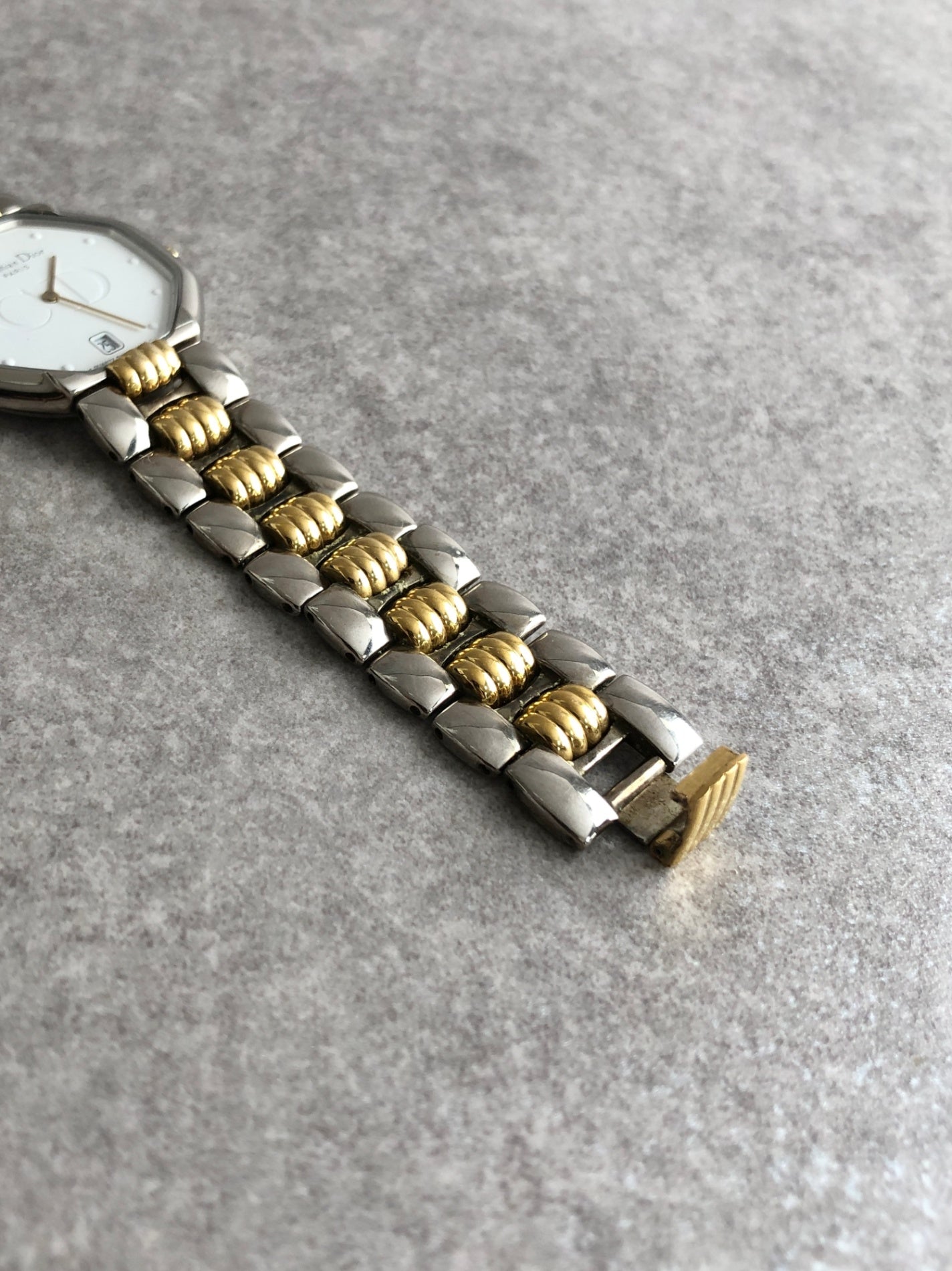Christian Dior Octagon Watch Silver×Gold Vintage enrkhj