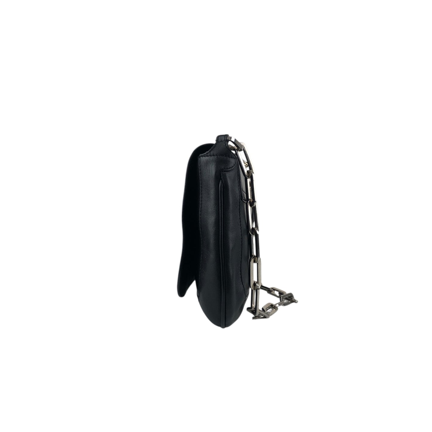 GUCCI Logo Chain Shoulder bag Black Vintage tjescz