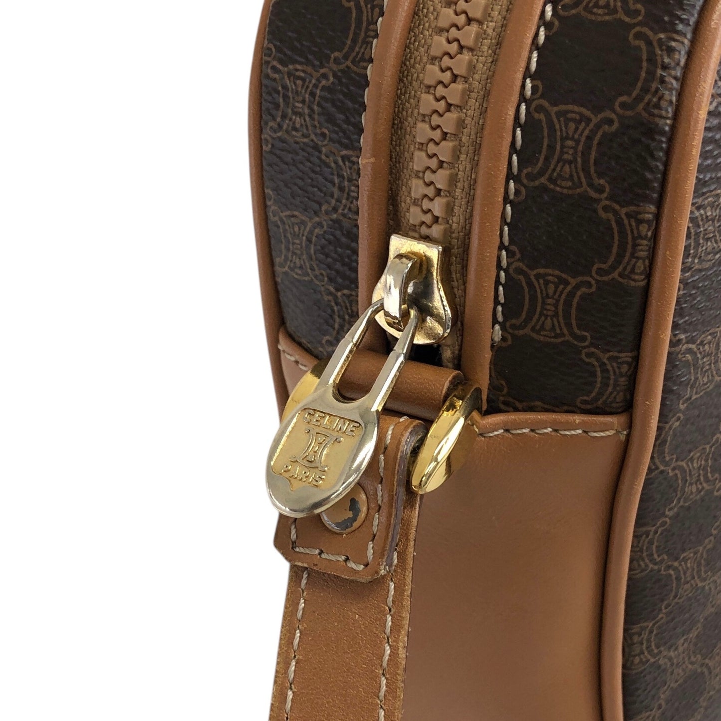 CELINE Macadam Horse Bit Shoulder bag Brown Vintage w7if2s