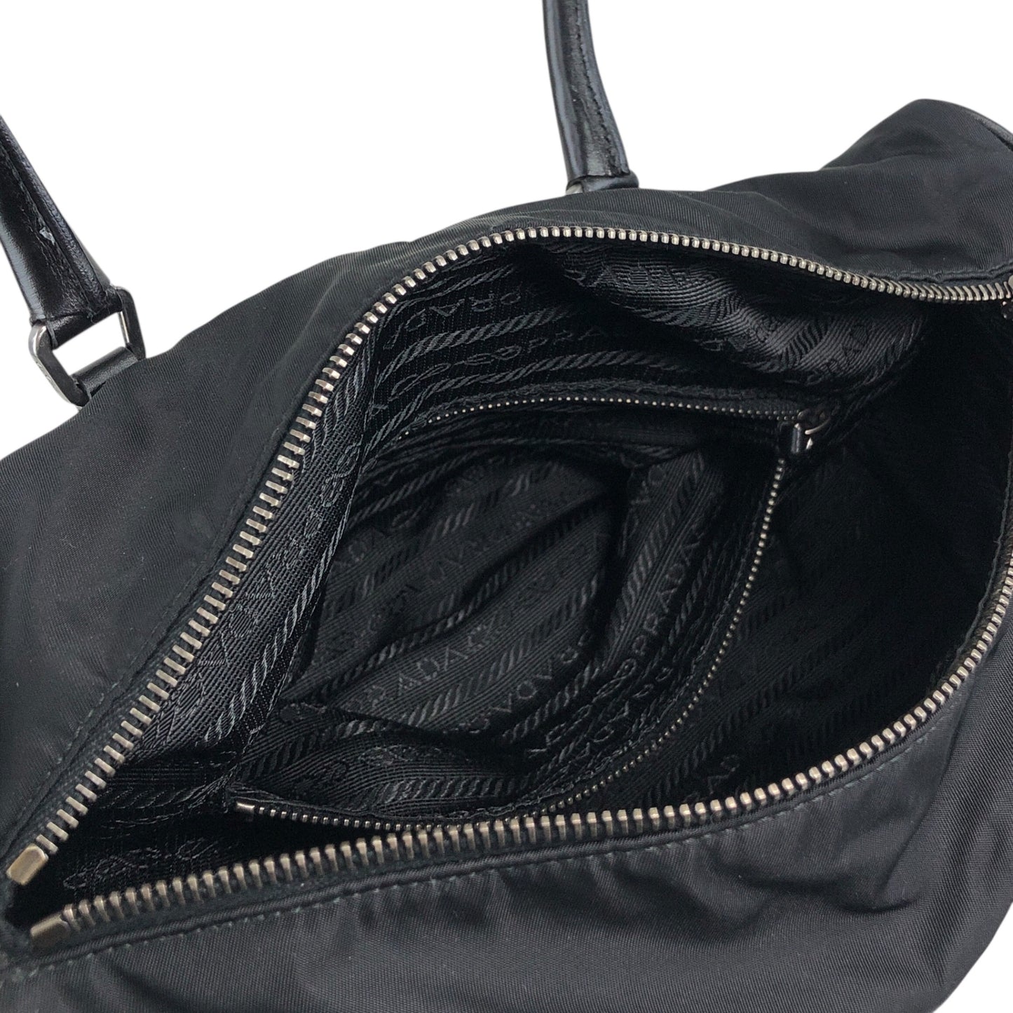 PRADA Triangle Logo Handbag Small Boston bag Black Vintage bhwzaa