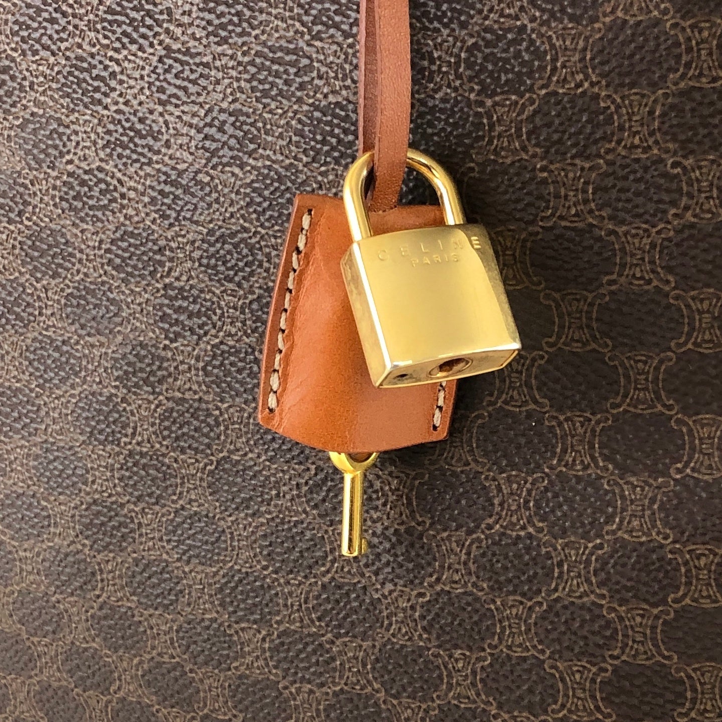 CELINE Macadam Handbag Boston bag Brown Vintage tj7utz