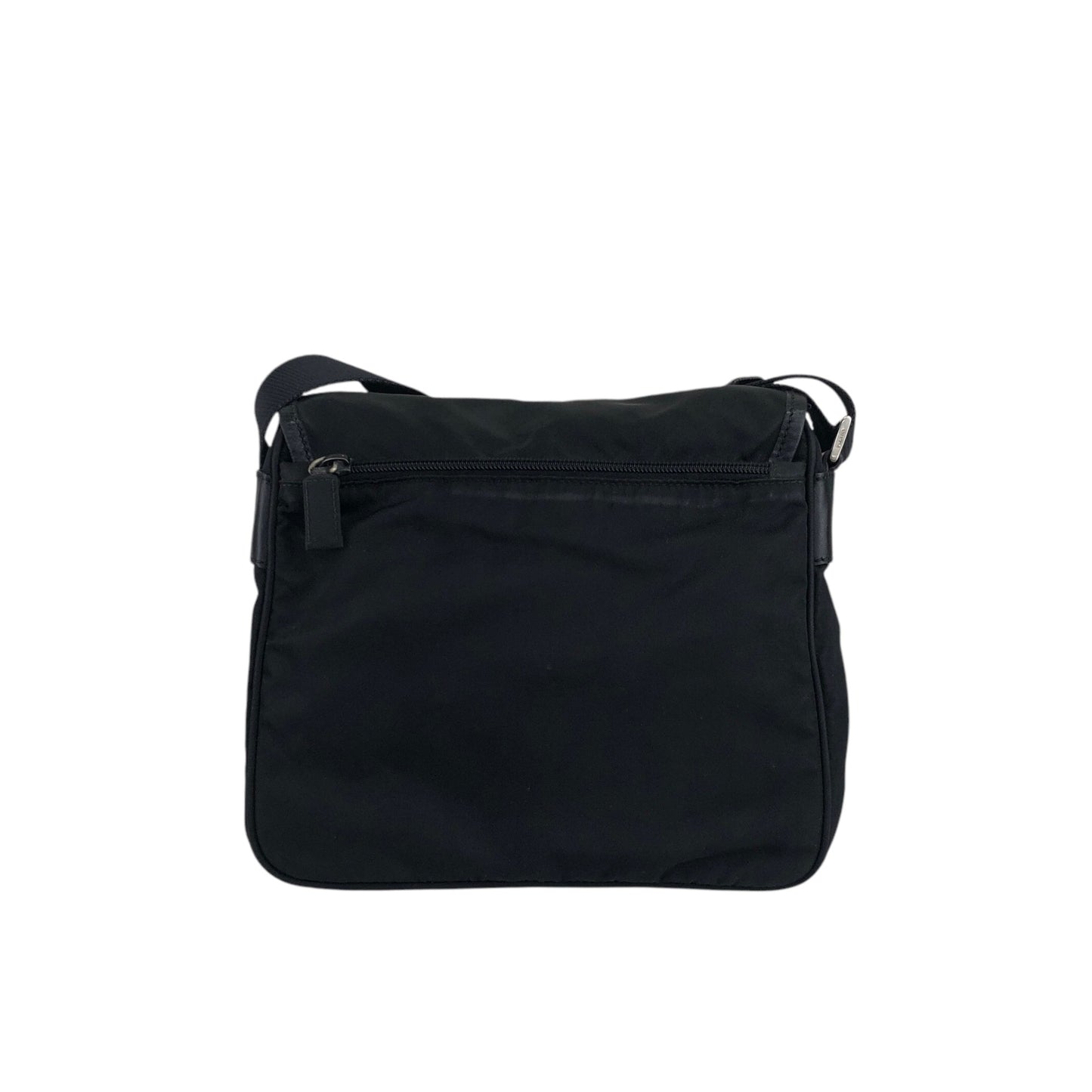 PRADA Triangle Logo Front Buckle Shoulder bag Black Vintage bshy4h