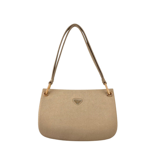 PRADA Triangle Logo Shoulder bag Beige Vintage jhervy
