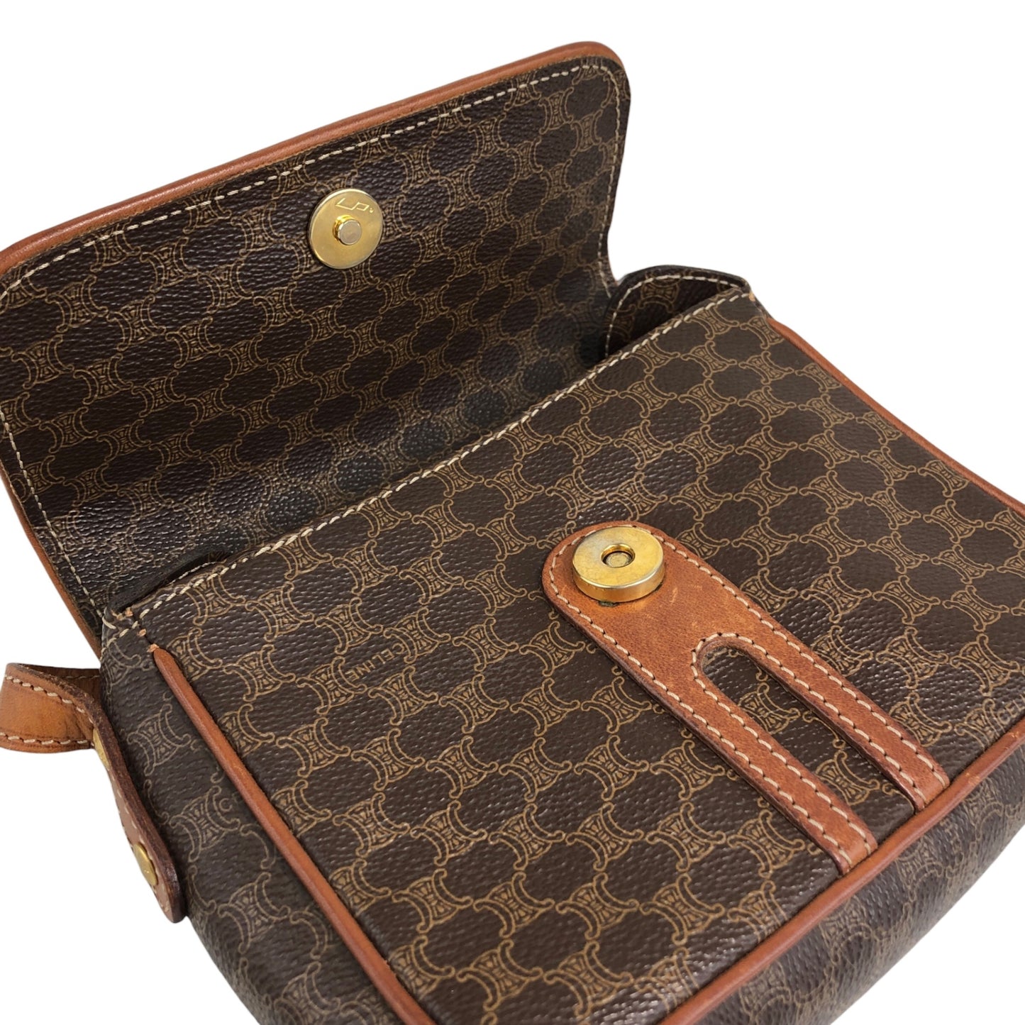 CELINE Macadam Blason Shoulder bag Brown Vintage y3mg84