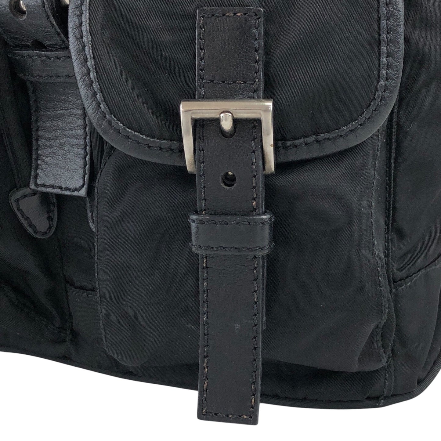 PRADA Triangle Logo Backpack Black Vintage hu5ayn