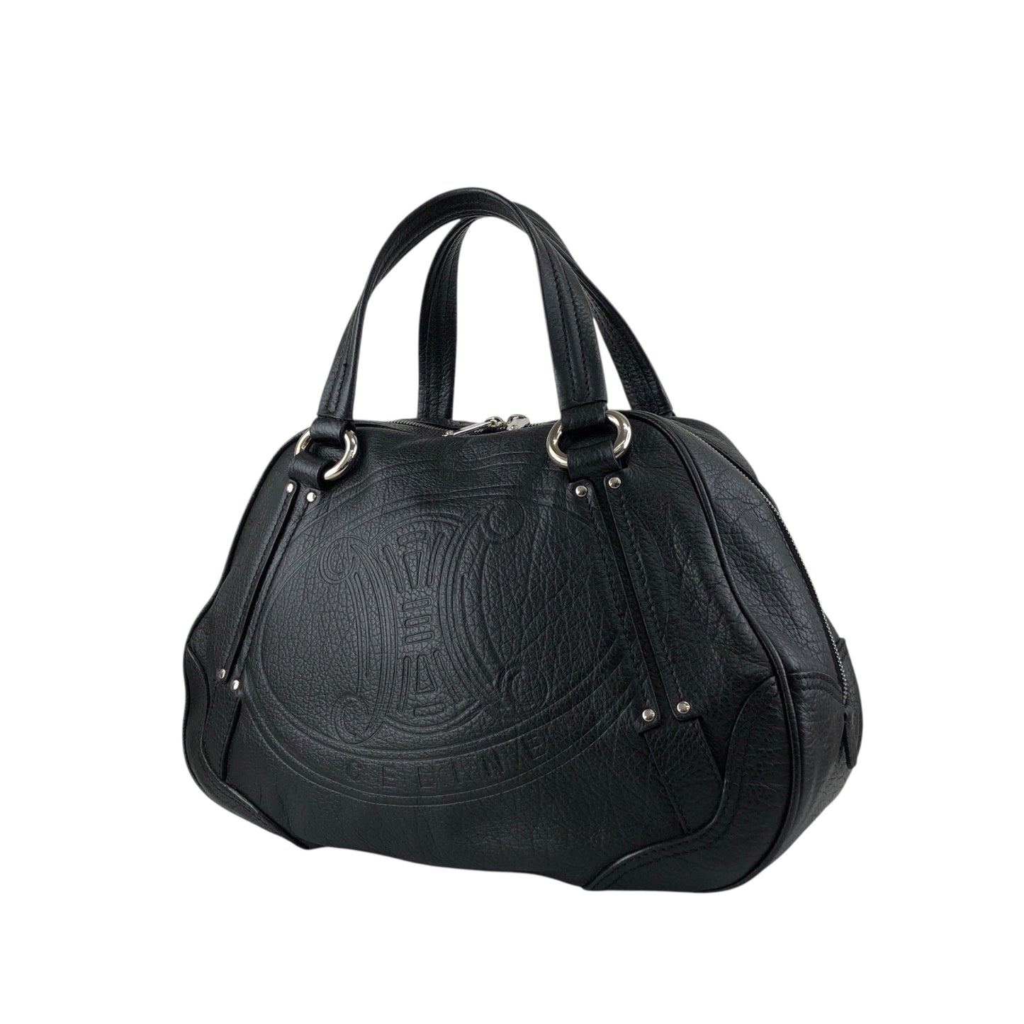 CELINE Blason Small Boston bag Handbag Black Vintage 2bg7ri