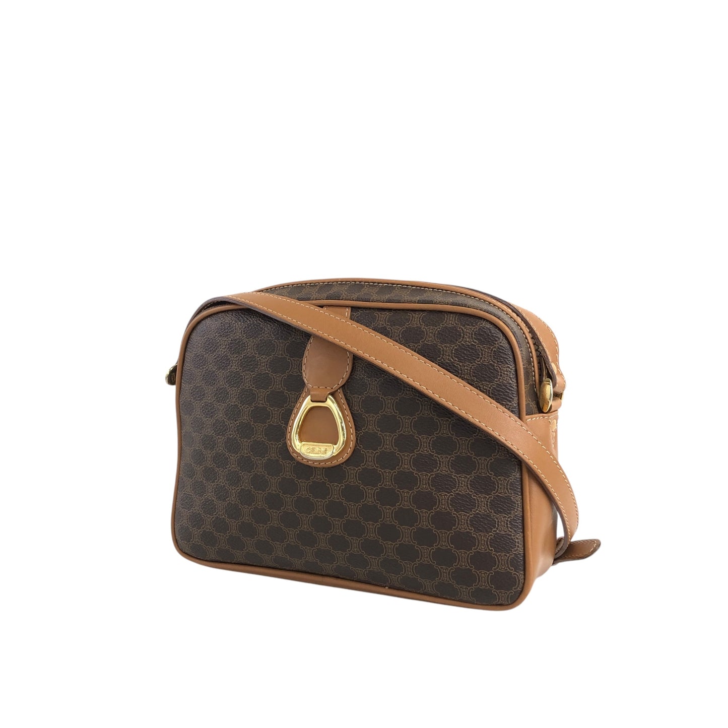 CELINE Macadam Horse Bit Shoulder bag Brown Vintage w7if2s