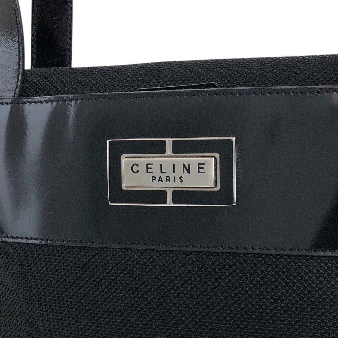 CELINE Logo Handbag Black Vintage vzeeur