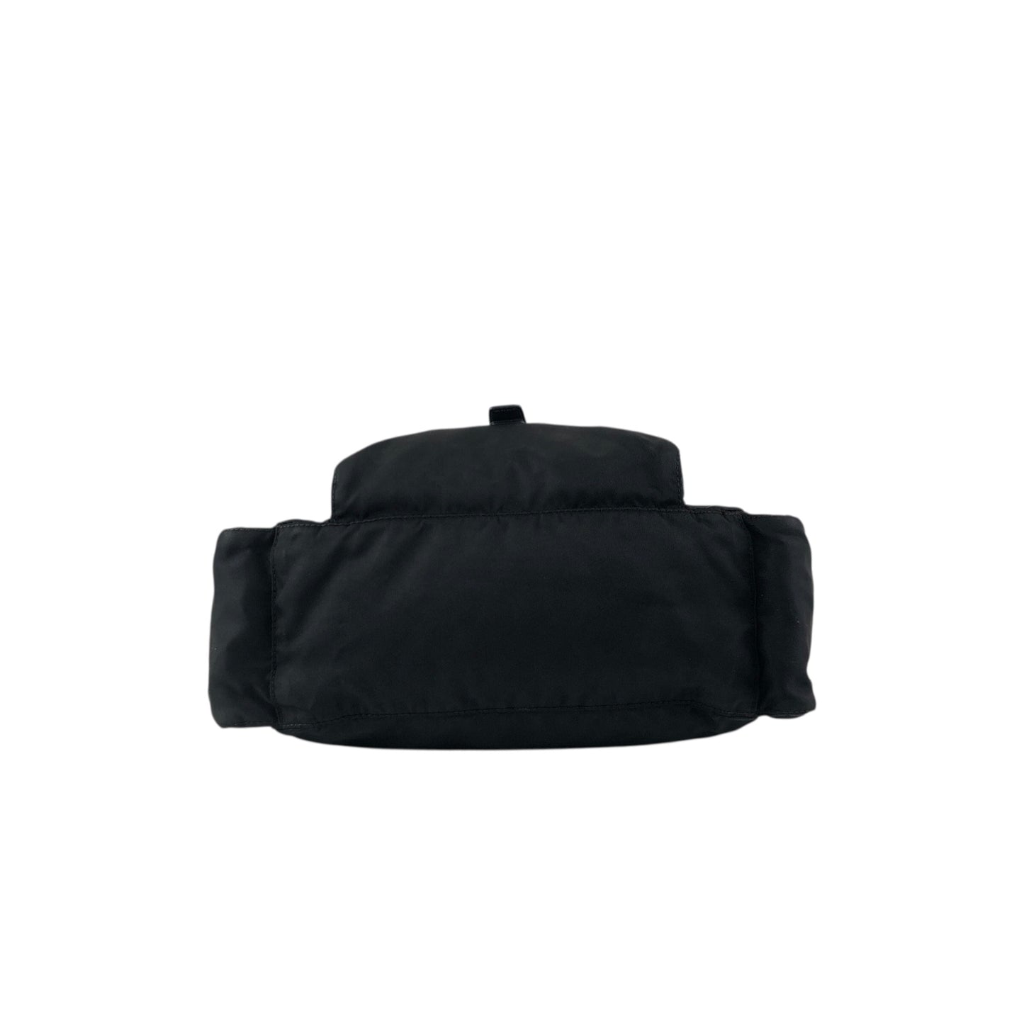 PRADA Tessuto Triangle Logo Front Buckle Side Pocket Shoulder bag Black Vintage 5whkzb