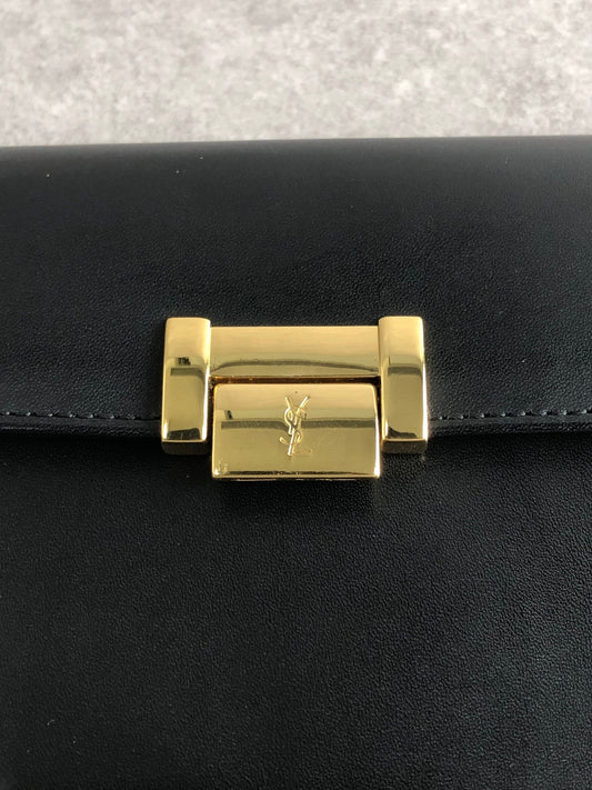 Yves Saint Laurent YSL Logo Long Wallet Black Vintage czyrem