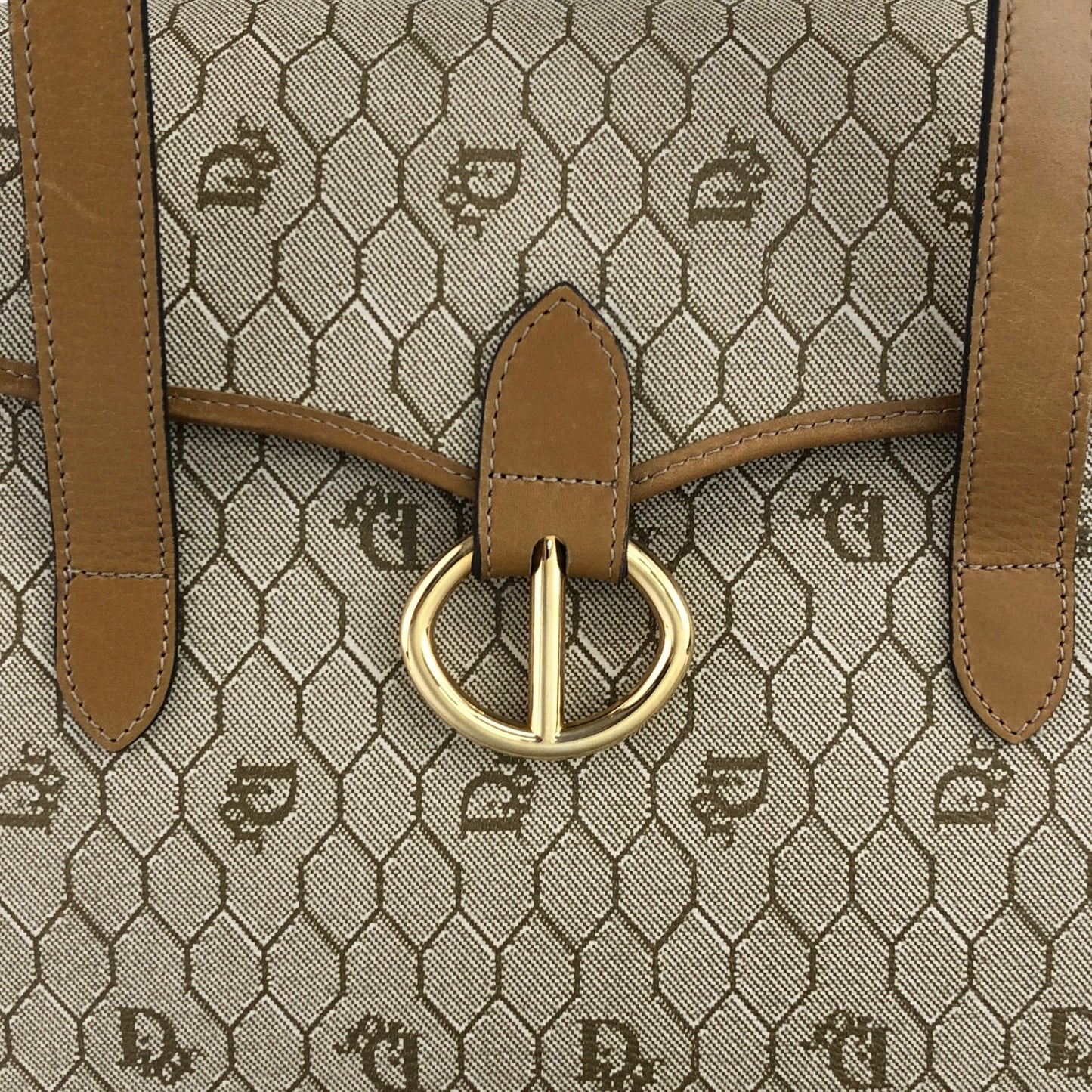 Christian Dior Honeycomb Pattern Handbag Beige Vintage 64sff4