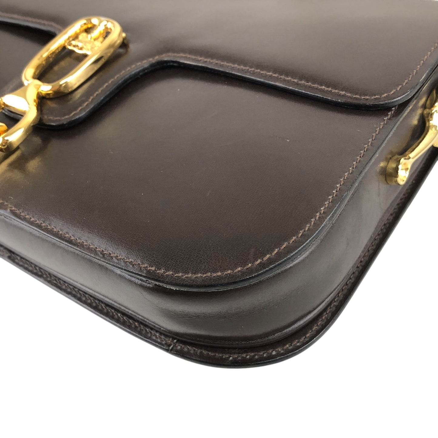 CELINE Horse Carriage Front Buckle Shoulder bag Brown Vintage mbdia8