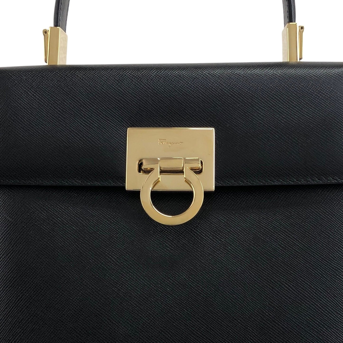 Salvatore Ferragamo Gancini Two-way Handbag Shoulder bag Black Vintage zaxbv3