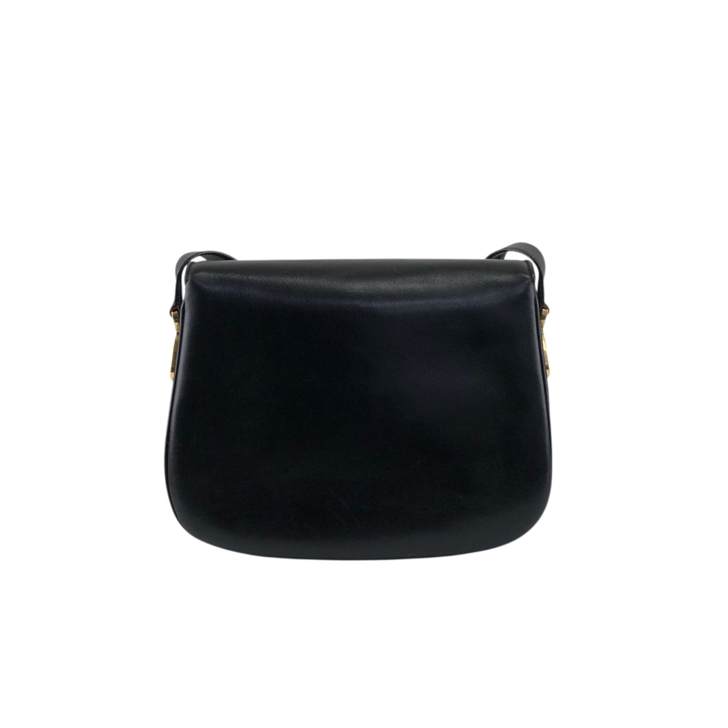 CELINE Blason Front Buckle Shoulder bag Black Vintage ery5dr