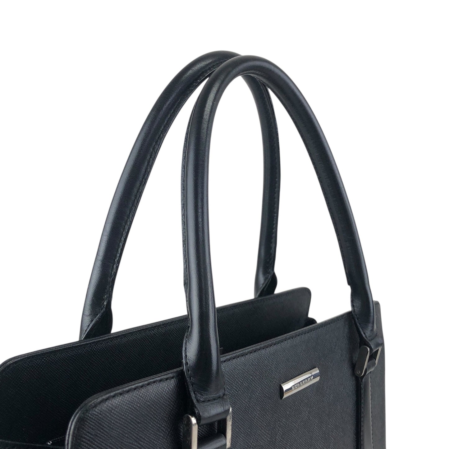 BURBERRY Logo Handbag Black Vintage jieesi