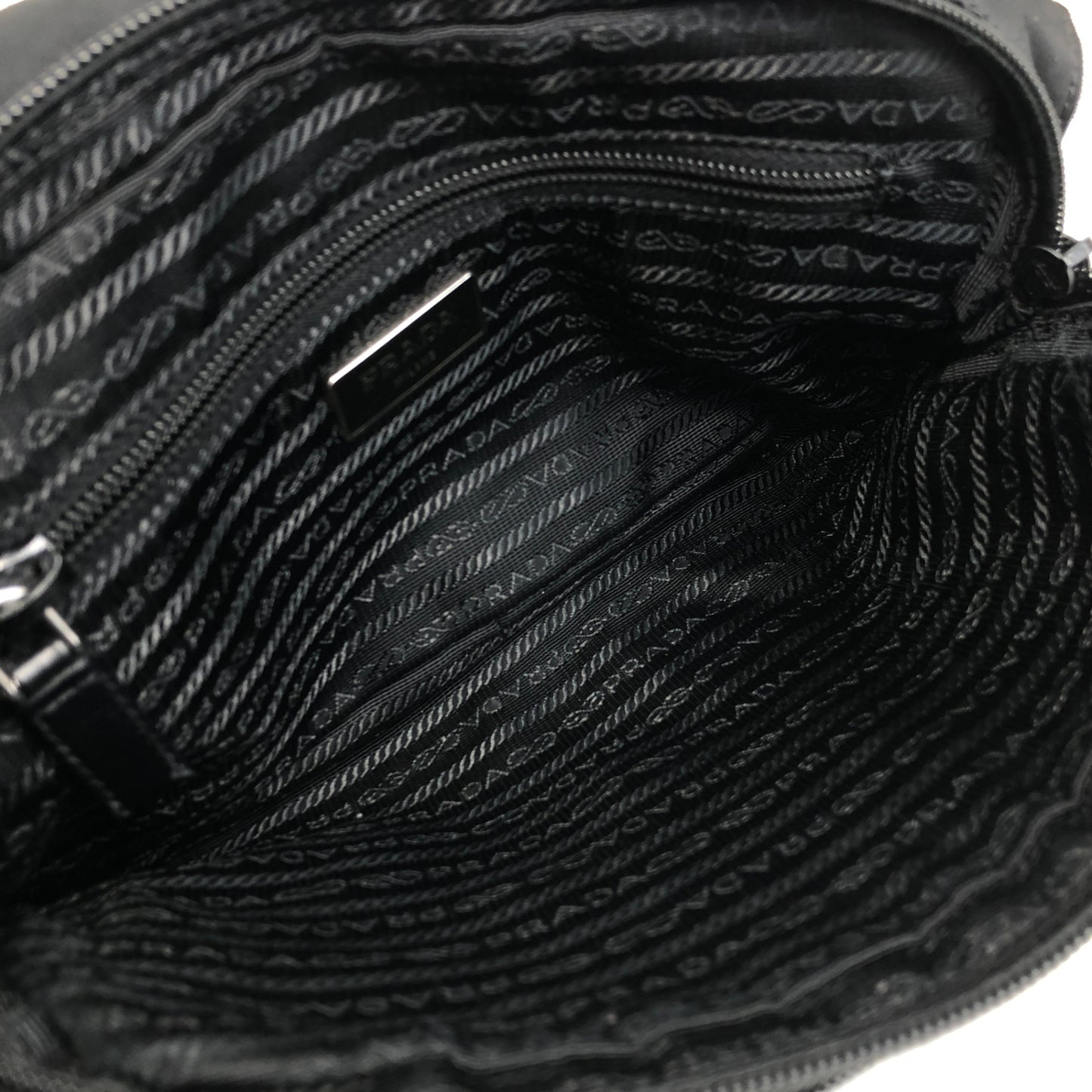 PRADA Triangle Logo Front Buckle Shoulder bag Black Vintage 3nuzig