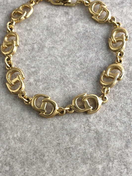 Christian Dior CD Motif Bracelet Gold Vintage e76pm3