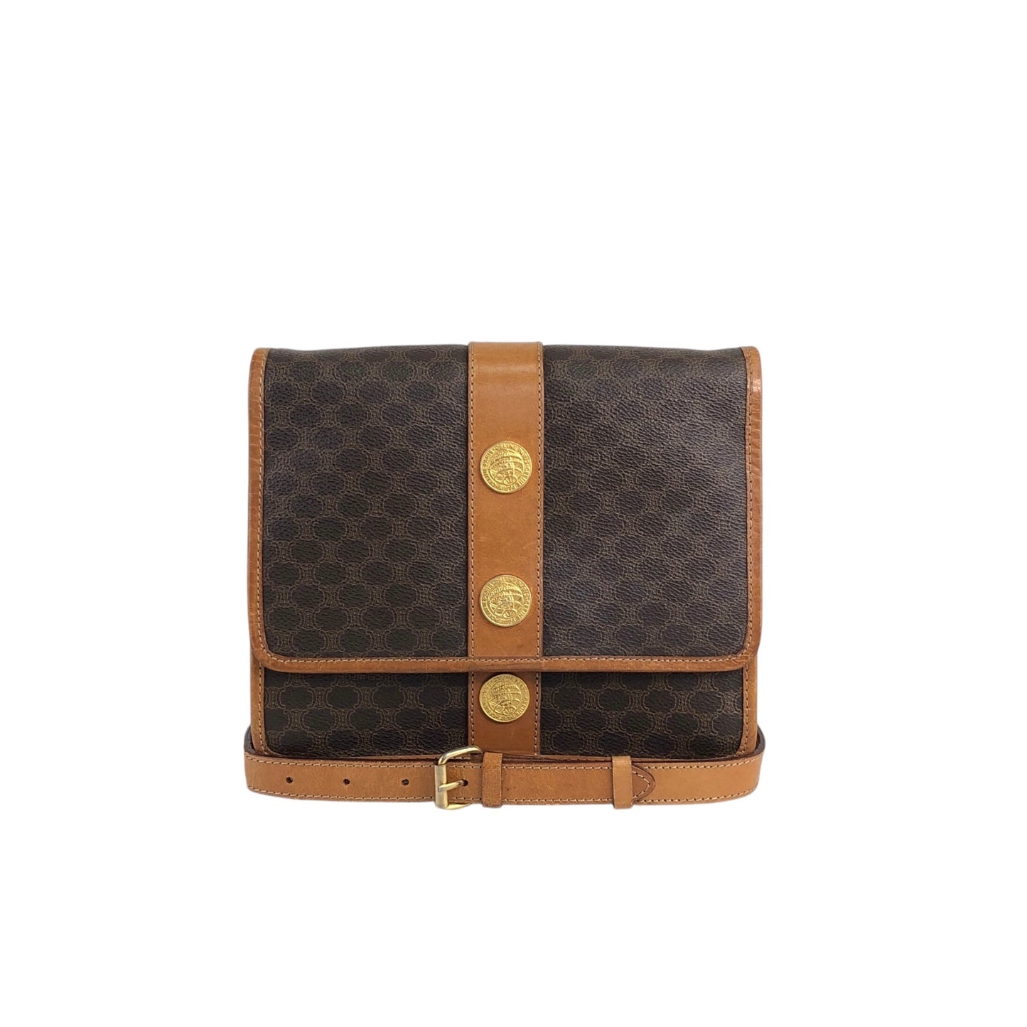CELINE Macadam Medal Motif 肩背包 棕色 復古 tab6bn