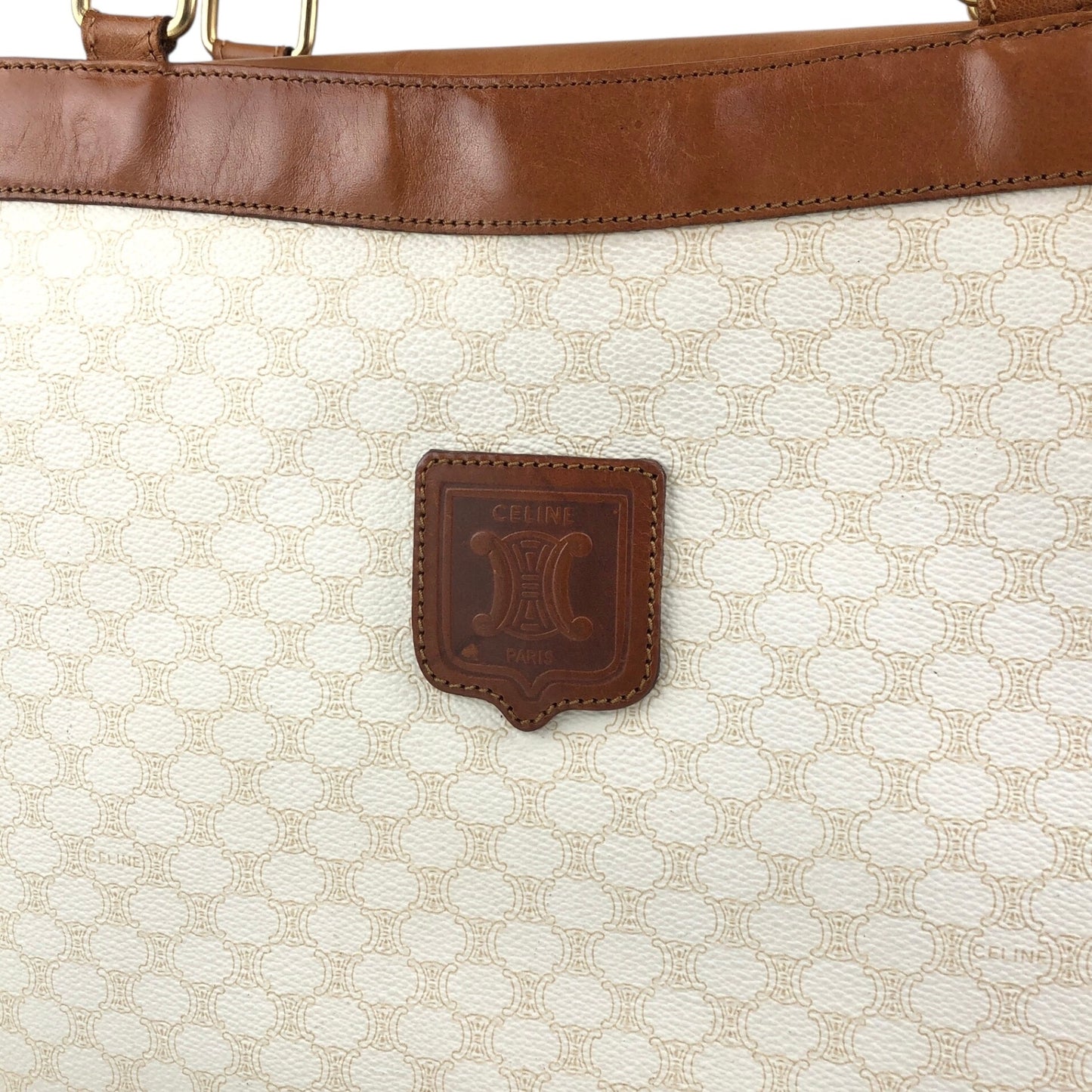 CELINE Macadam Blason Handbag White Vintage jebkgk