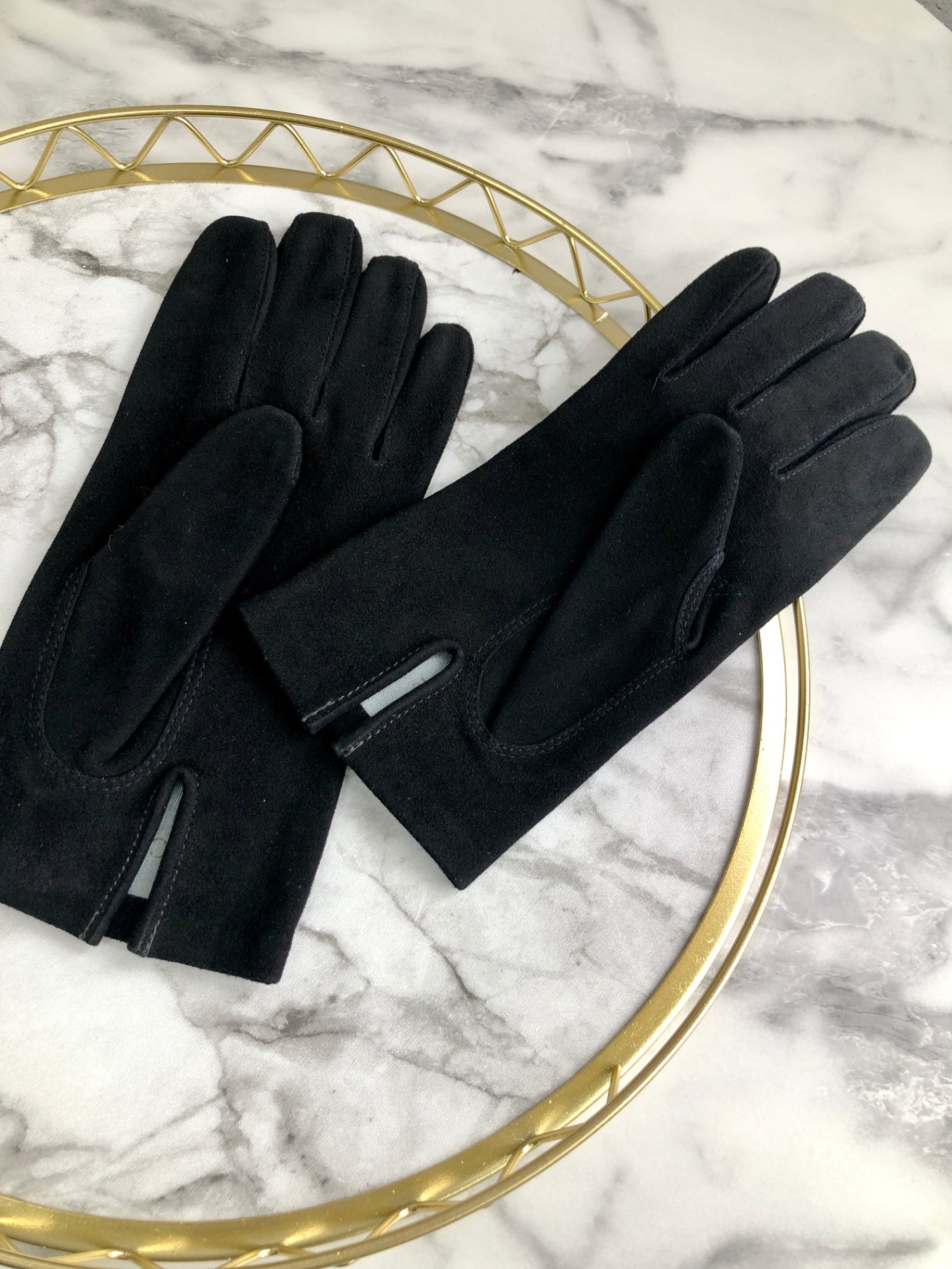 CELINE Argyle Gloves Black Vintage z77scn
