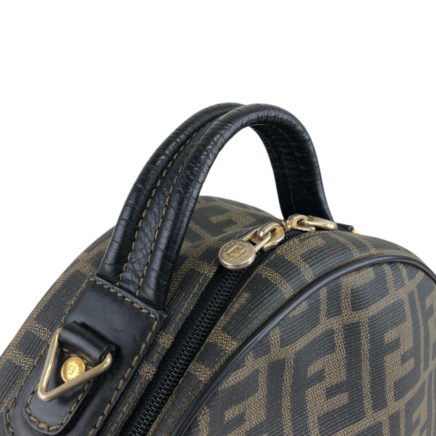FENDI Zucca Two-way Handbag Shoulder bag Black Vintage 77gy33