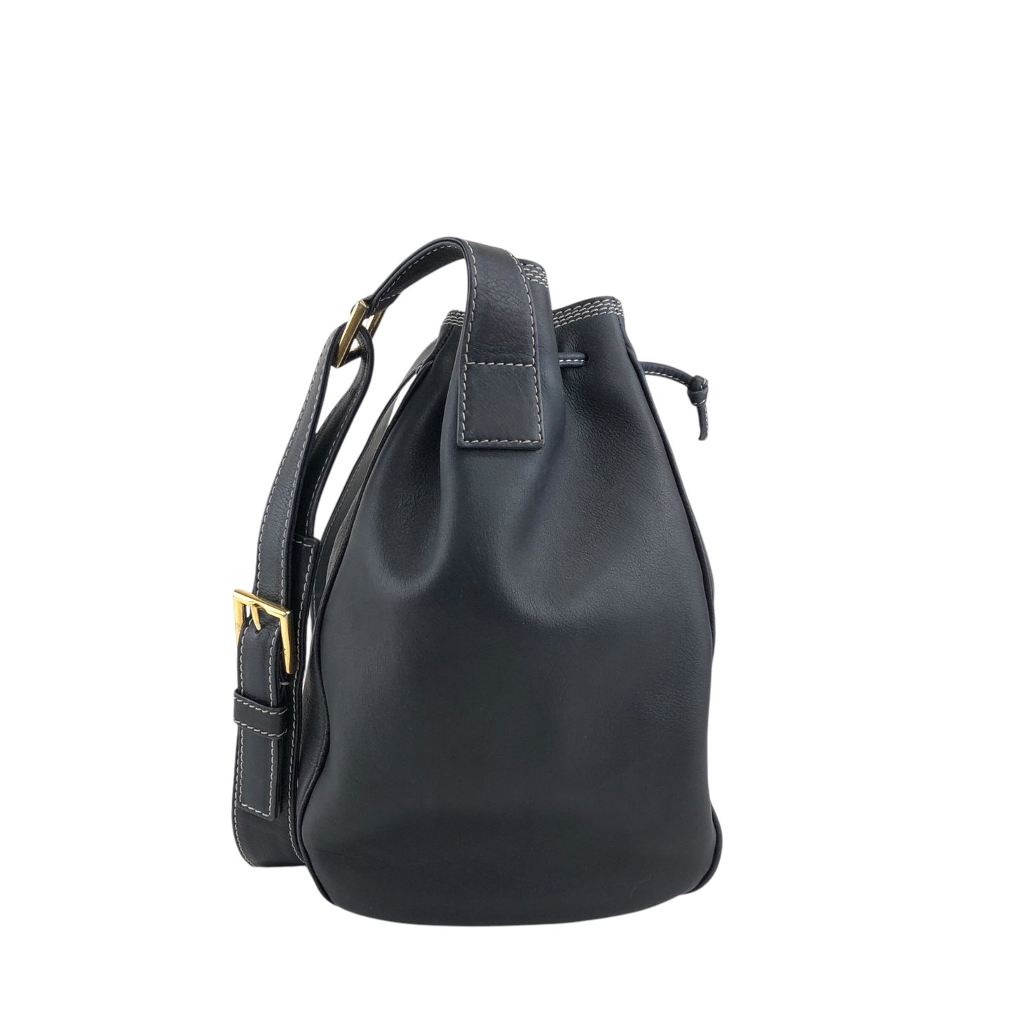 LOEWE Anagram Drawstring Shoulder bag Navy Vintage 3vjxri