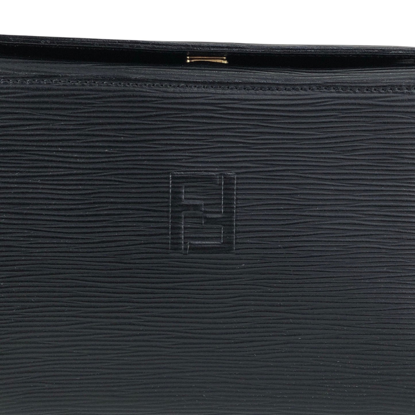 FENDI Logo Embossed Shoulder bag Black Vintage asc2di