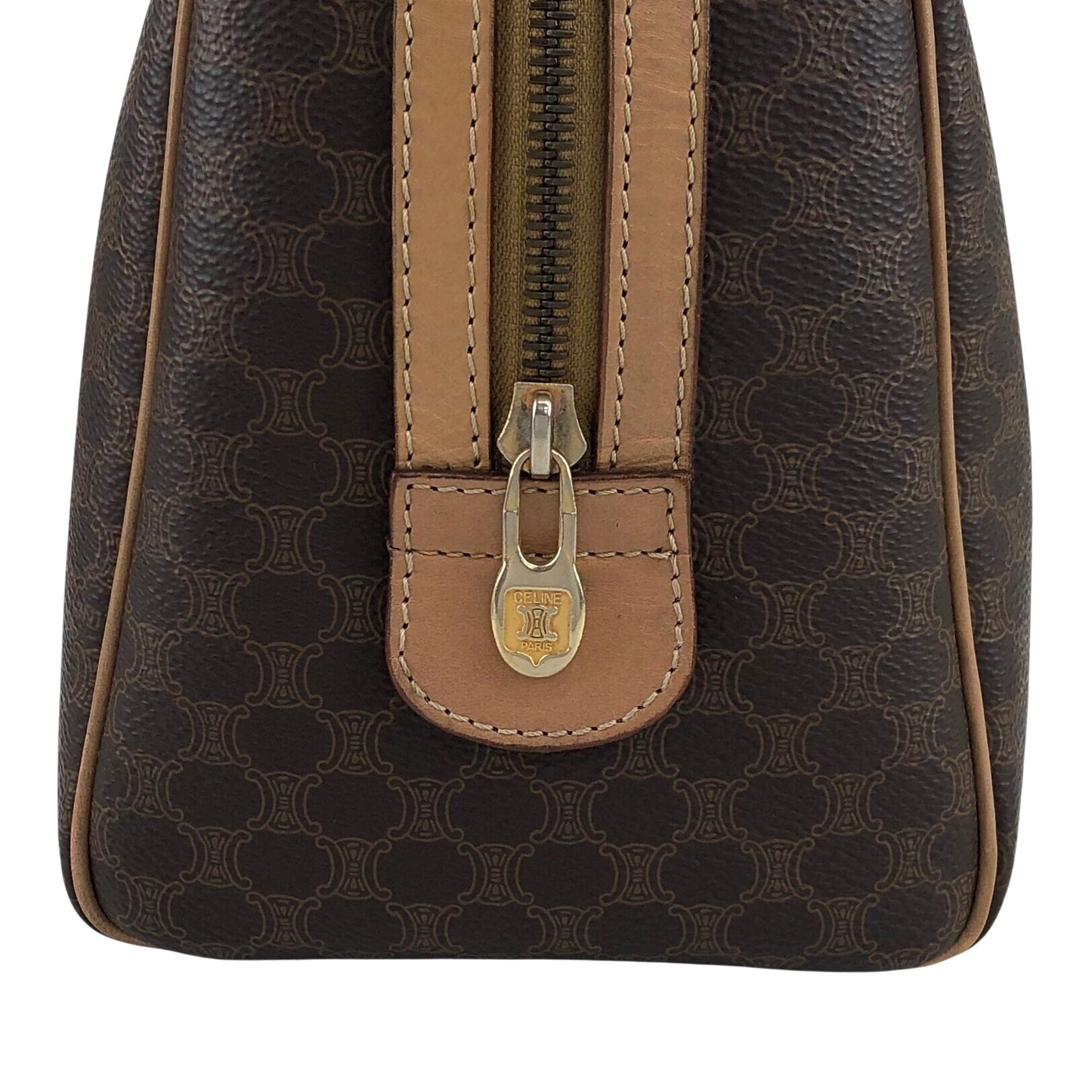 CELINE Macadam Blason Two-way Boston bag Brown Vintage hhykvt