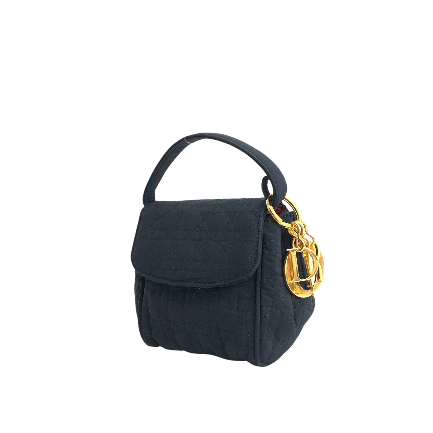 Christian Dior Cannage Logo Charm Small Handbag Dark Navy Vintage hsi65g
